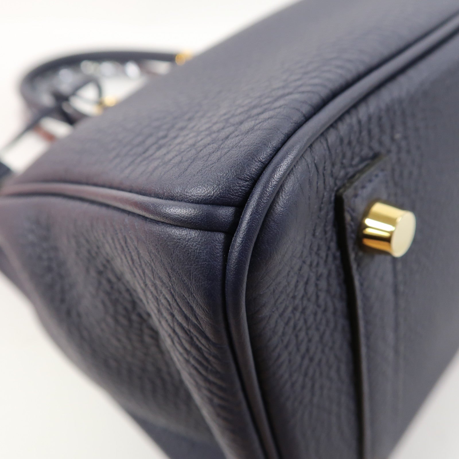 HERMES Clemence皮革Birkin 30金扣手挽袋Bleu Nuit午夜藍色
