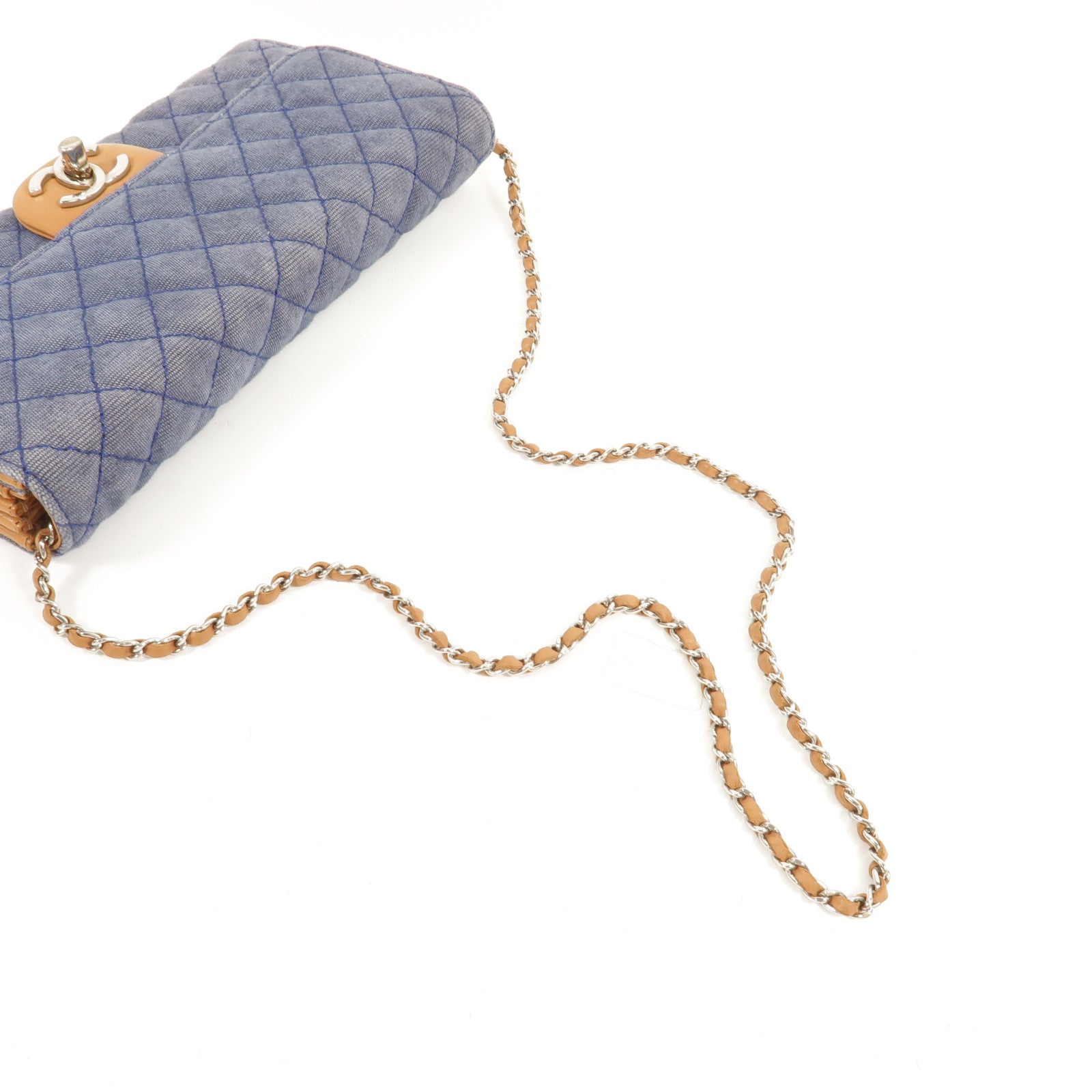 CHANEL Denim Chain Shoulder肩背袋