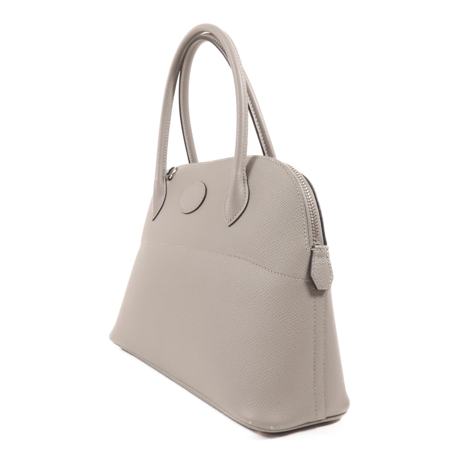 HERMES Epsom皮革Bolide 27銀扣手挽肩背兩用袋Gris Mouette