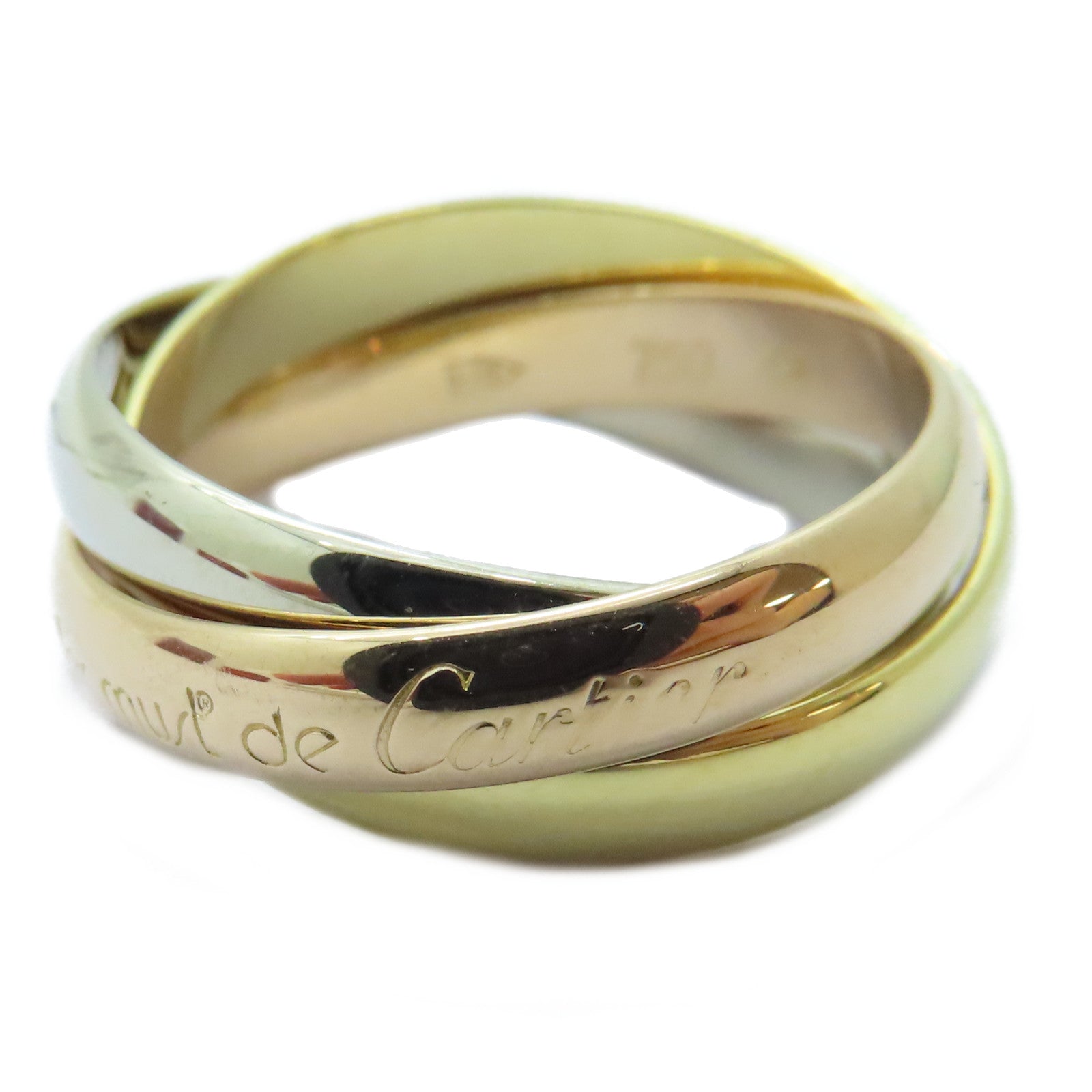 CARTIER 18K黃金/白金/玫瑰金Trinity戒指Cartier#52/US#6.25