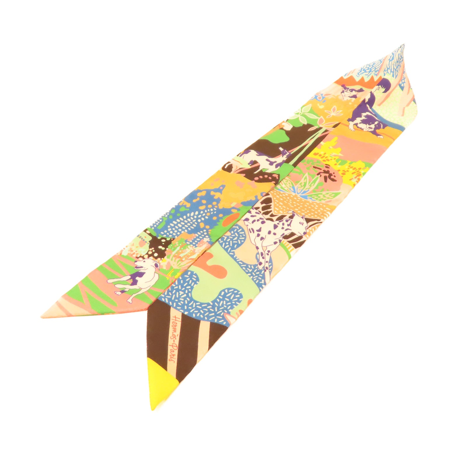 HERMES 絲質Twilly絲巾彩色