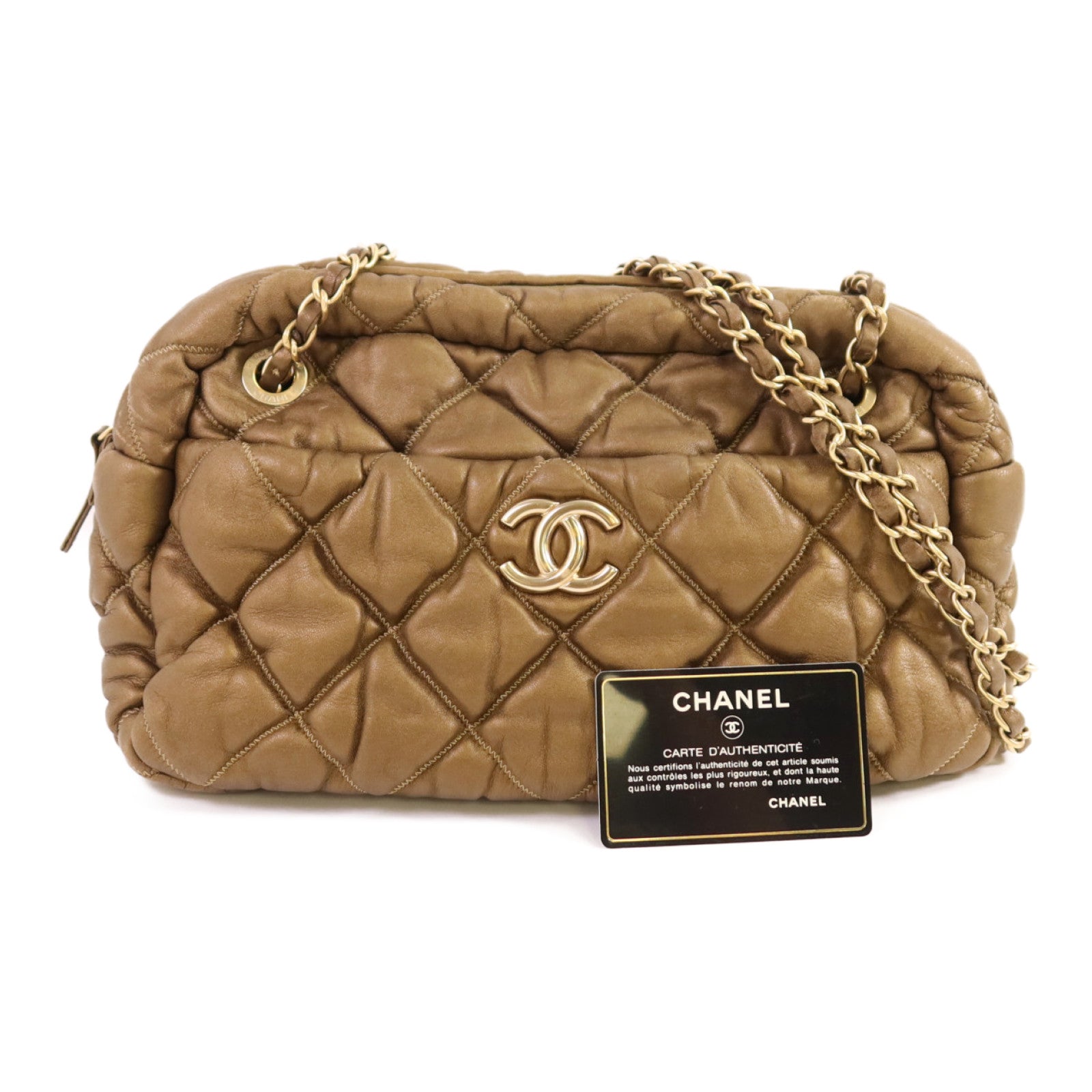 CHANEL 牛皮皮革Chain Shoulder Bag金扣鏈帶肩背袋