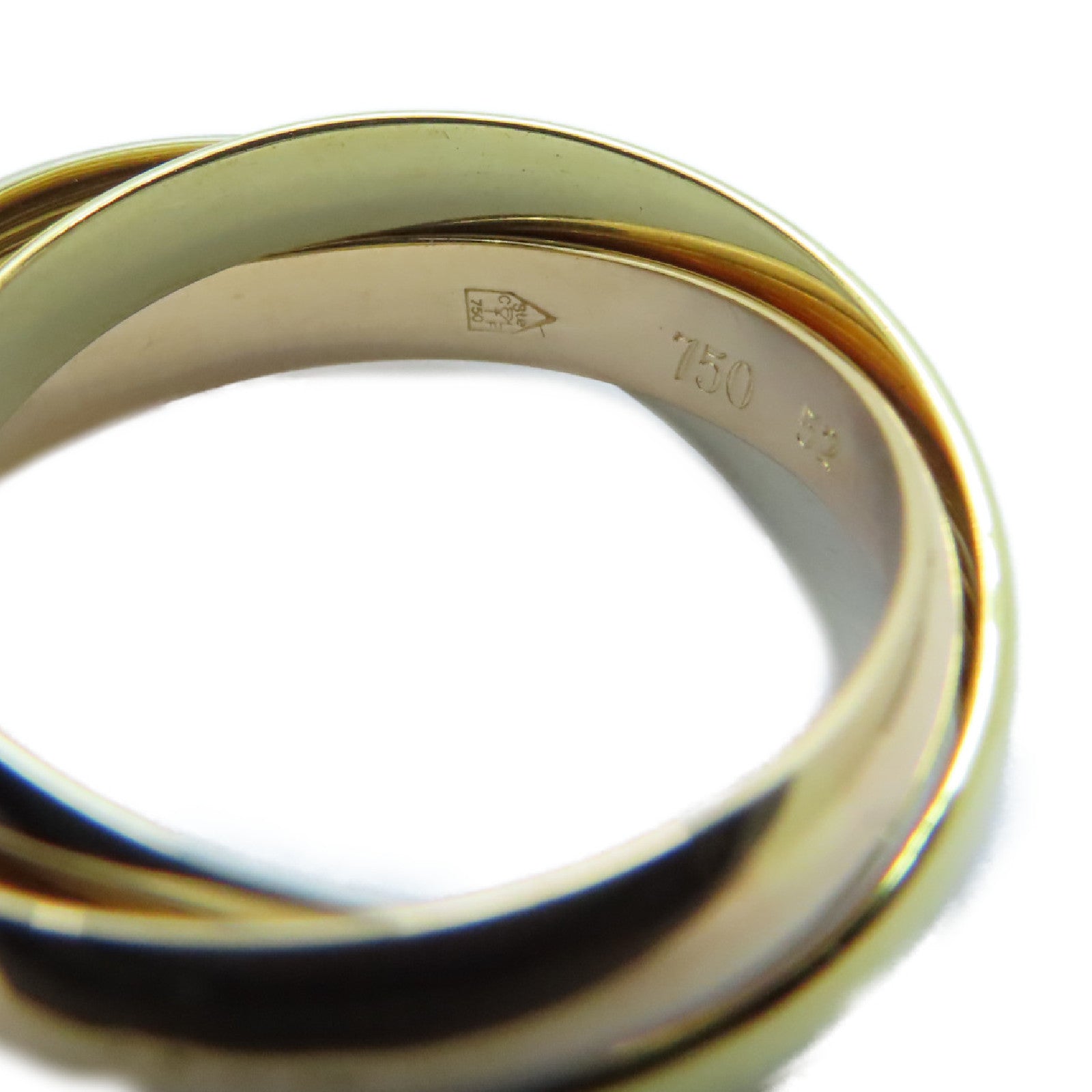 CARTIER 18K黃金/白金/玫瑰金Trinity戒指Cartier#52/US#6.25