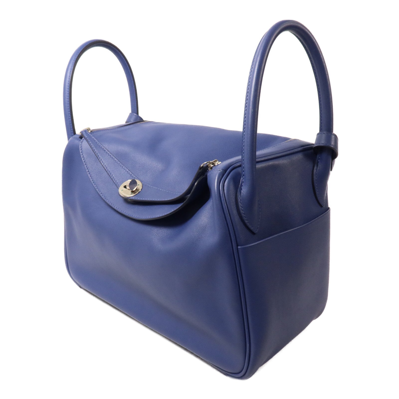 HERMES Swift皮革/Epsom皮革Lindy 30手挽肩背兩用袋Bleu Brighton