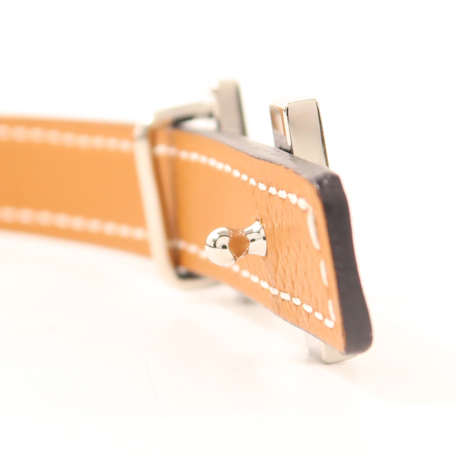 HERMES 皮革Focus Belt銀扣皮帶Noir/Gold