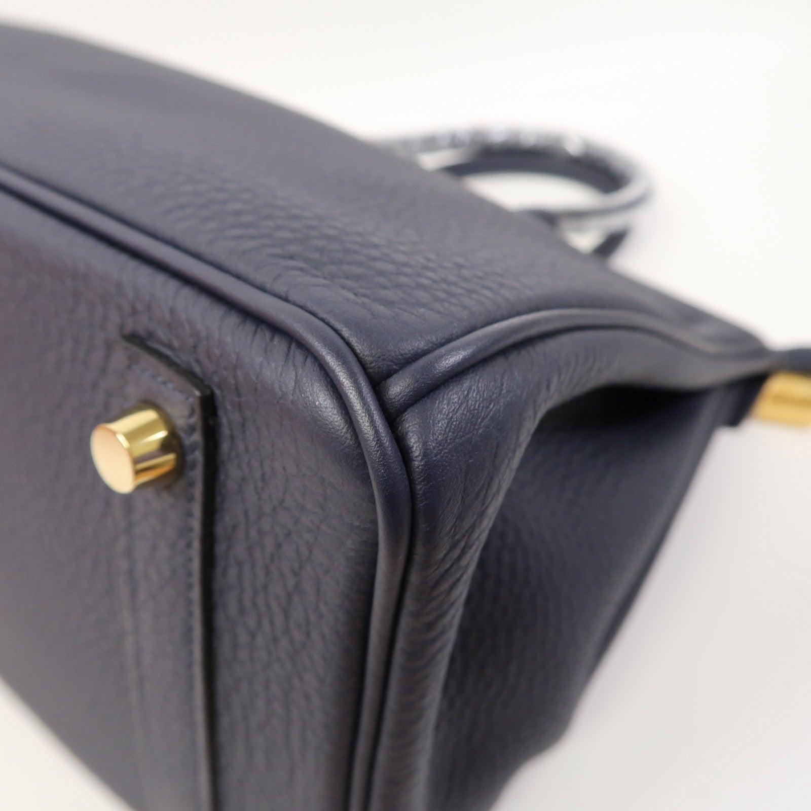 HERMES Clemence皮革Birkin 30金扣手挽袋Bleu Nuit午夜藍色