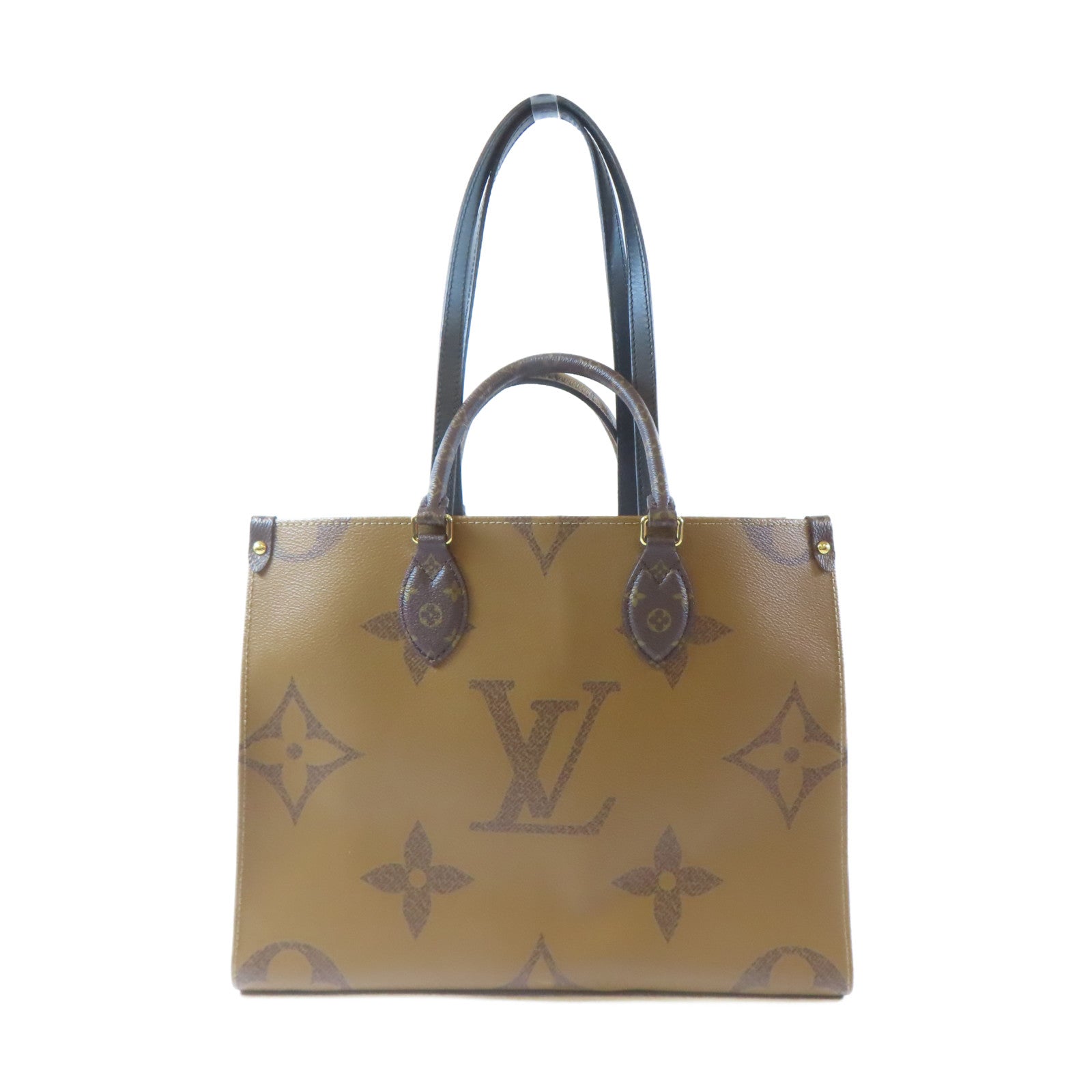 LOUIS VUITTON Monogram Giant On The Go MM金扣手挽肩背兩用袋啡色