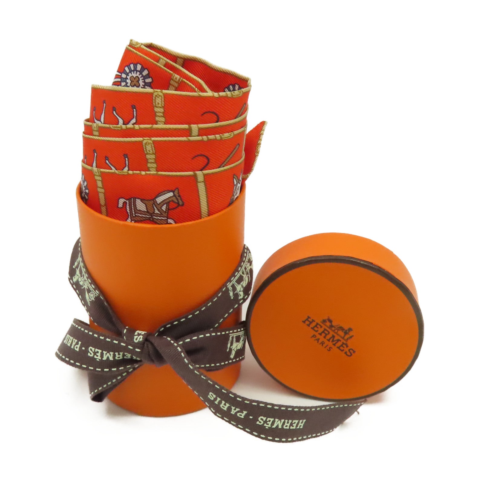 HERMES 【激減優惠】絲質Twilly Scarf絲巾橙色/彩色