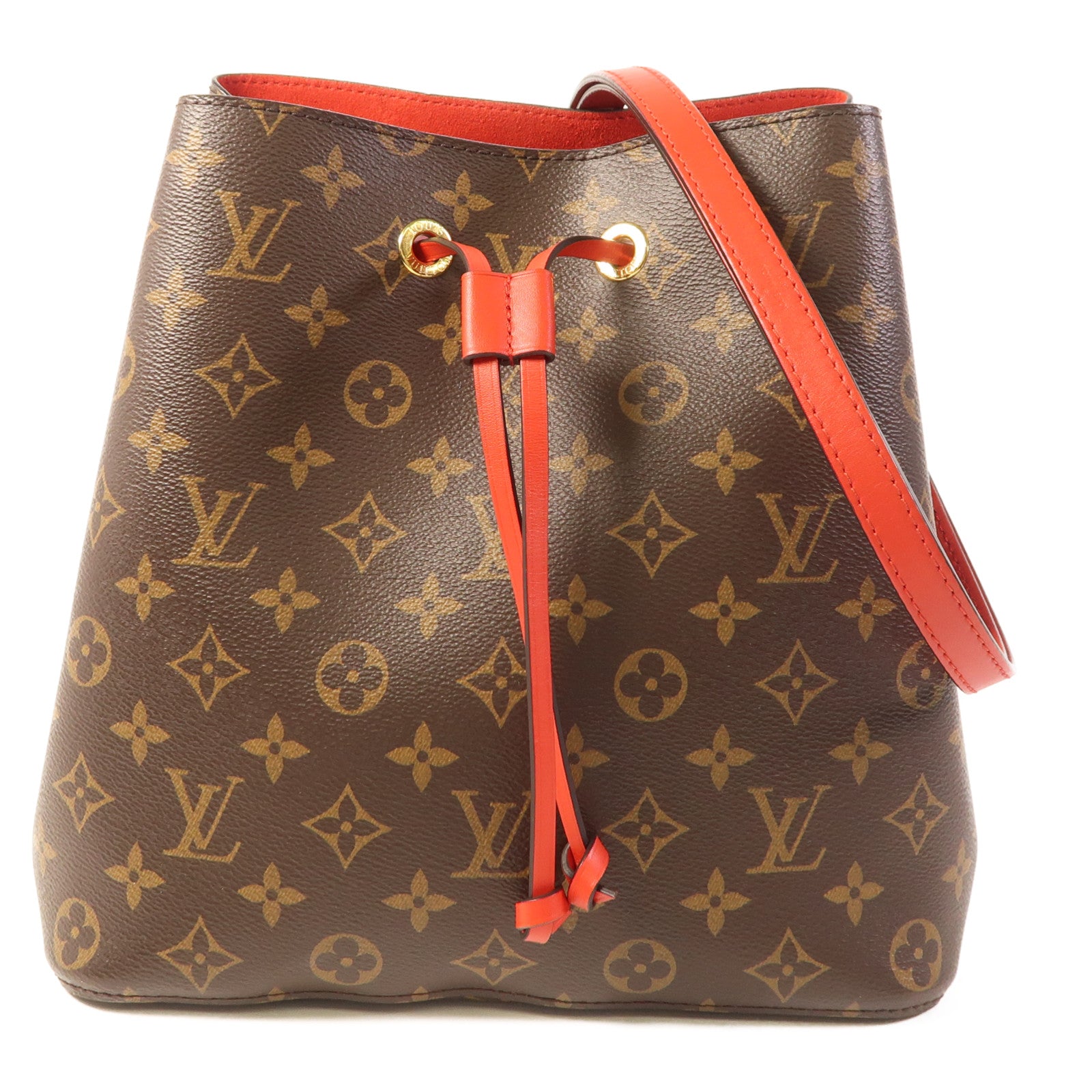 LOUIS VUITTON GHW Neo Noe Bucket Bag Shoulder Handbag M44021 Monogram Coquelicot