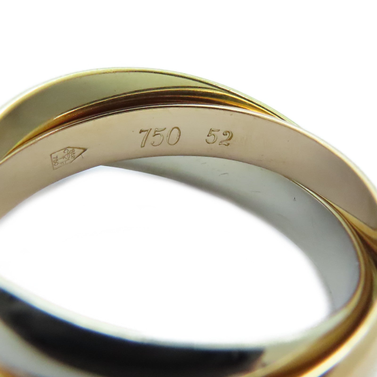 CARTIER 18K黃金/白金/玫瑰金Trinity戒指Cartier#52/US#6.25