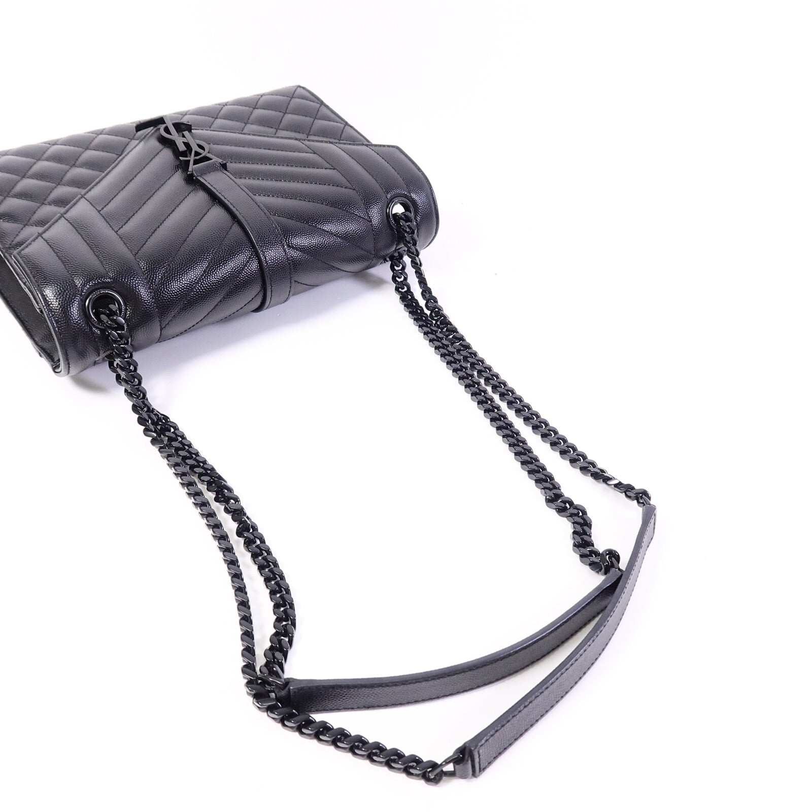 SAINT LAURENT 牛皮皮革Envelope鏈帶手挽肩背兩用袋