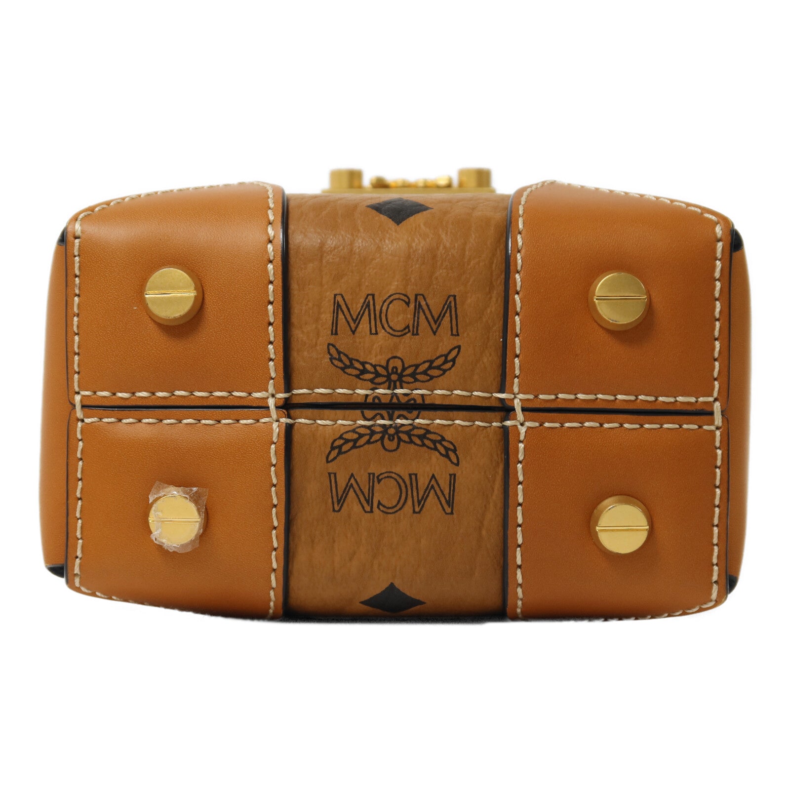 MCM 牛皮皮革Soft Berlin Visetos金扣鏈帶手挽肩背兩用袋