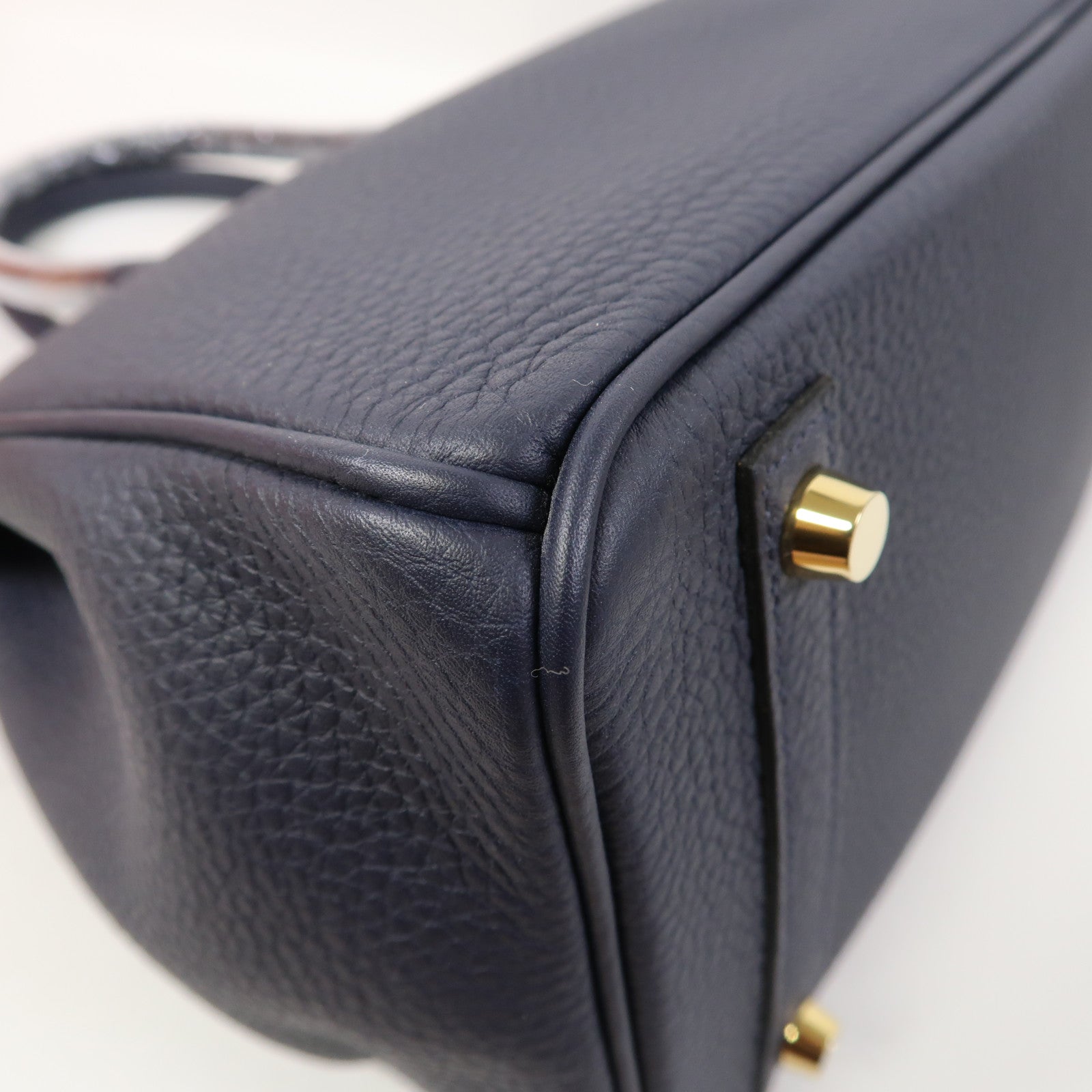 HERMES Clemence皮革Birkin 30金扣手挽袋Bleu Nuit午夜藍色