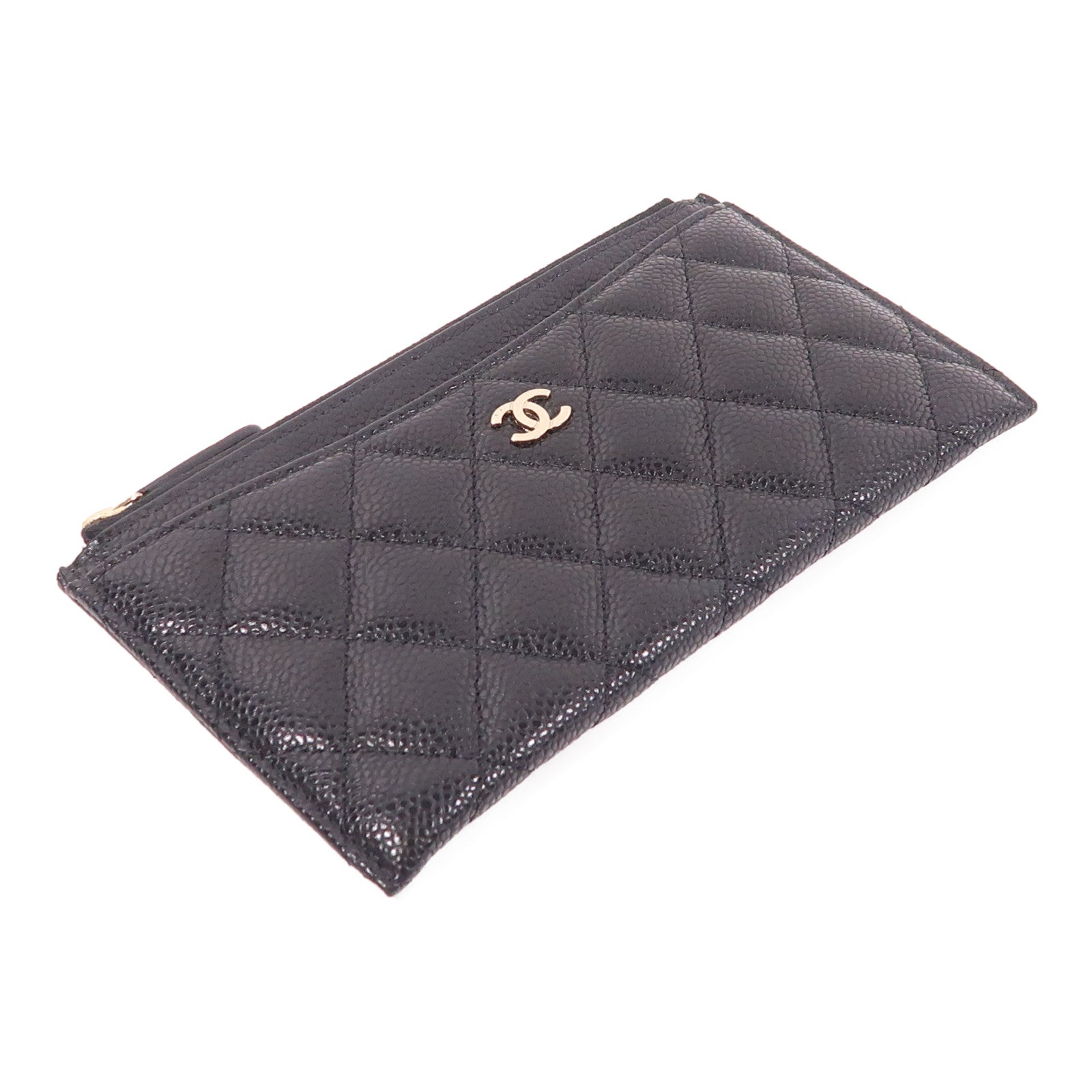 CHANEL 牛皮皮革Long Wallet金扣長錢包