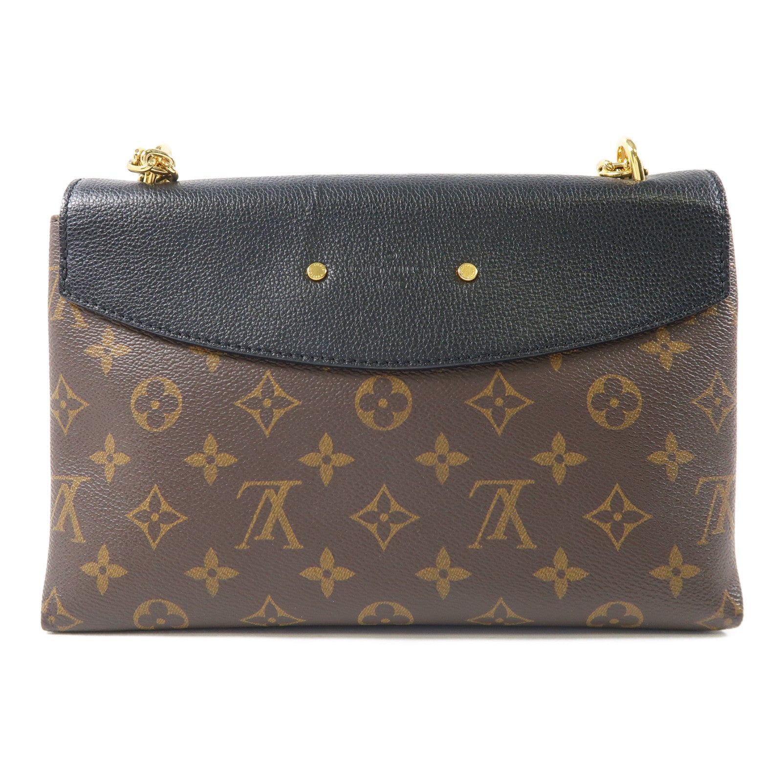 LOUIS VUITTON Monogram Saint Placide金扣鏈帶肩背袋啡色/黑色