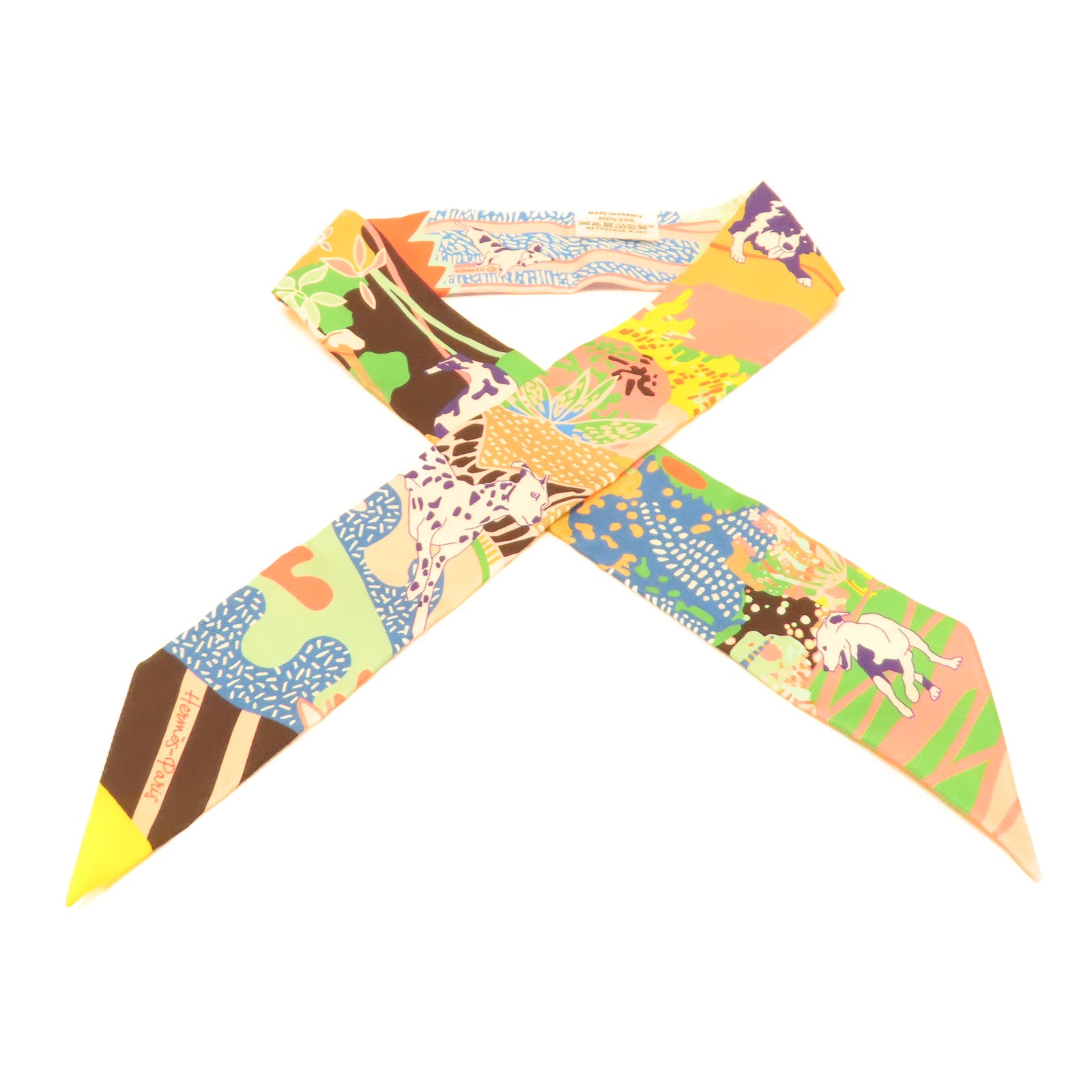 HERMES 絲質Twilly絲巾彩色