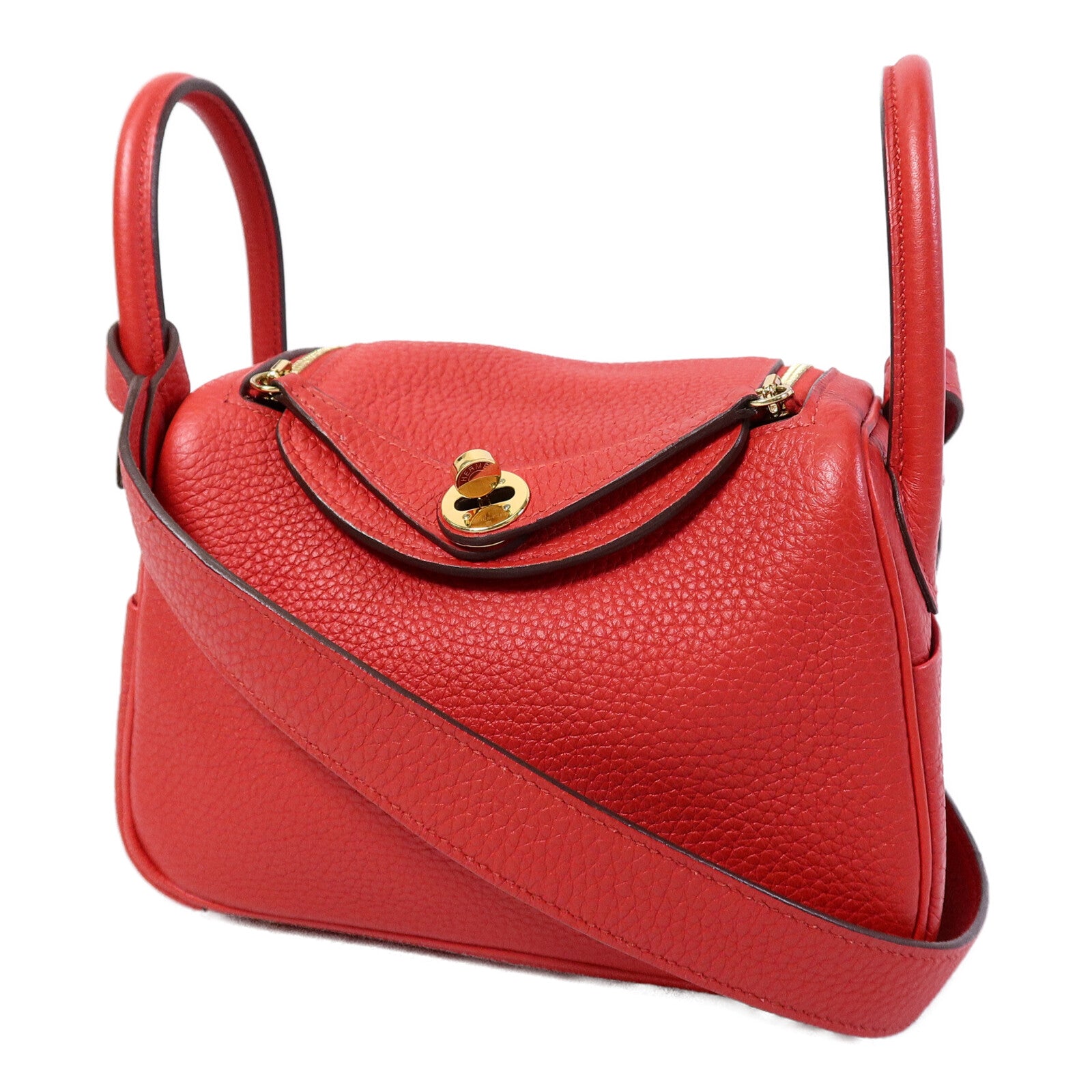 HERMES Clemence皮革Mini Lindy金扣手挽肩背兩用袋
