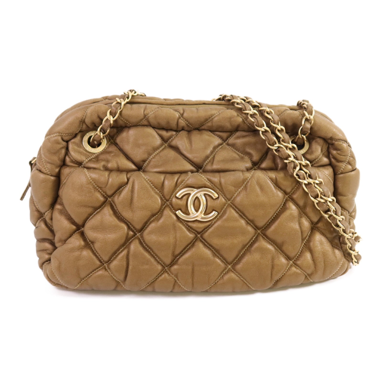 CHANEL 牛皮皮革Chain Shoulder Bag金扣鏈帶肩背袋