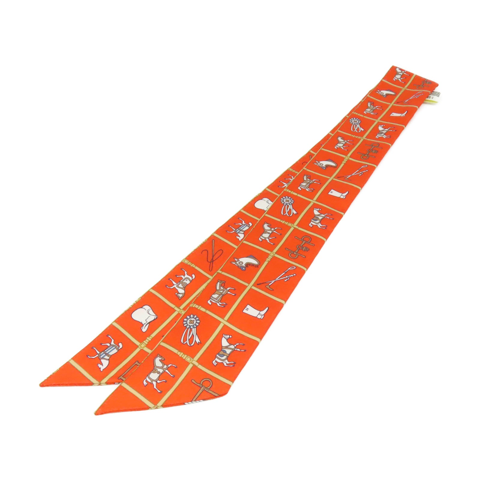 HERMES 【激減優惠】絲質Twilly Scarf絲巾橙色/彩色