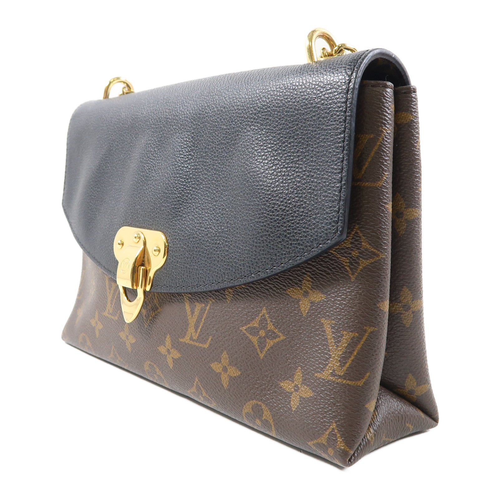 LOUIS VUITTON Monogram Saint Placide金扣鏈帶肩背袋啡色/黑色