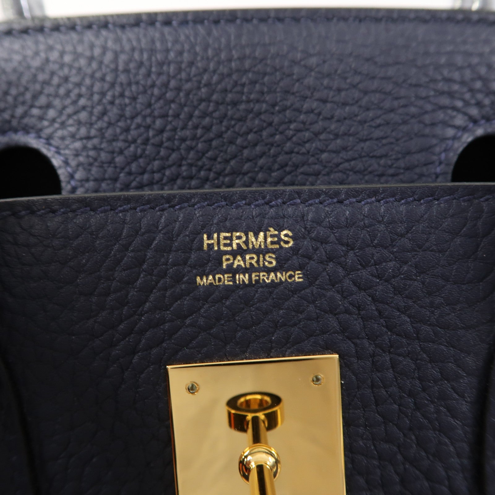 HERMES Clemence皮革Birkin 30金扣手挽袋Bleu Nuit午夜藍色