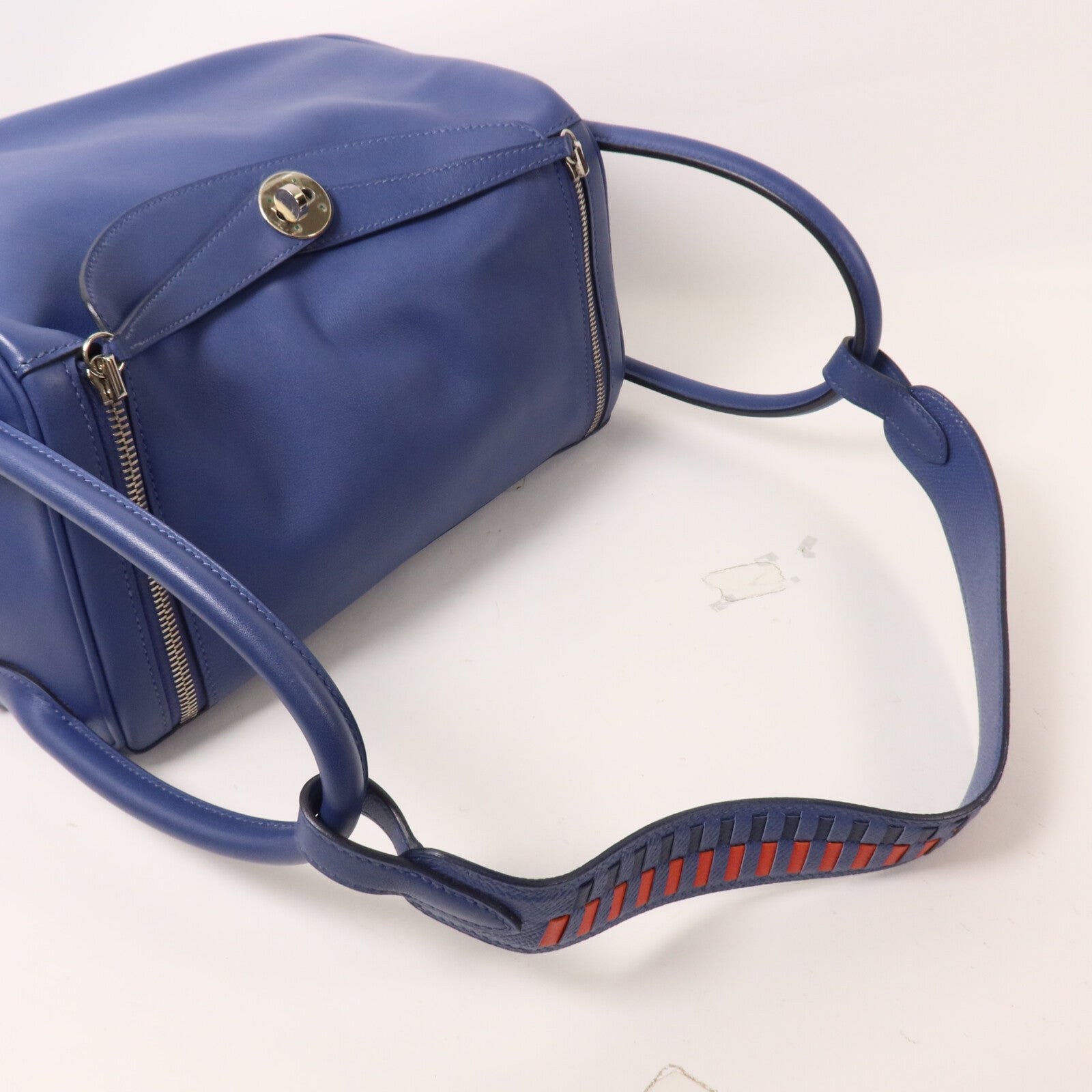 HERMES Swift皮革/Epsom皮革Lindy 30手挽肩背兩用袋Bleu Brighton