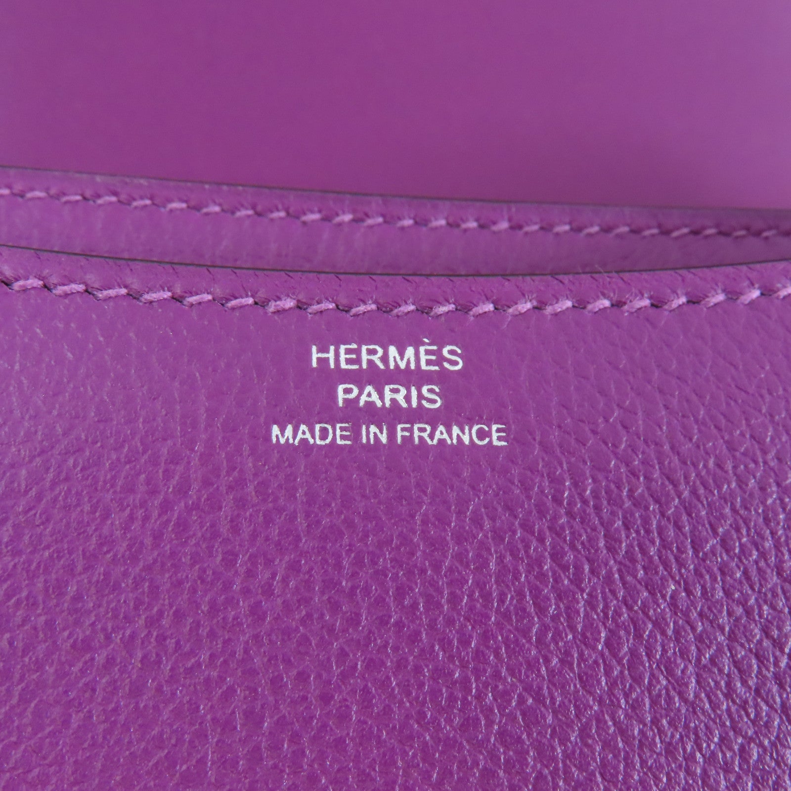 HERMES 【激減優惠】Evercolor皮革Constance Mini銀扣肩背袋Anemone/紫色