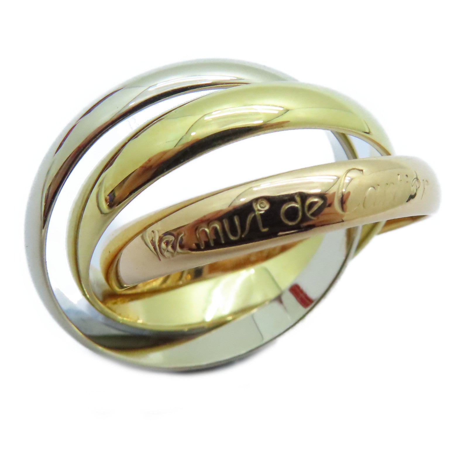 CARTIER 18K黃金/白金/玫瑰金Trinity戒指Cartier#52/US#6.25
