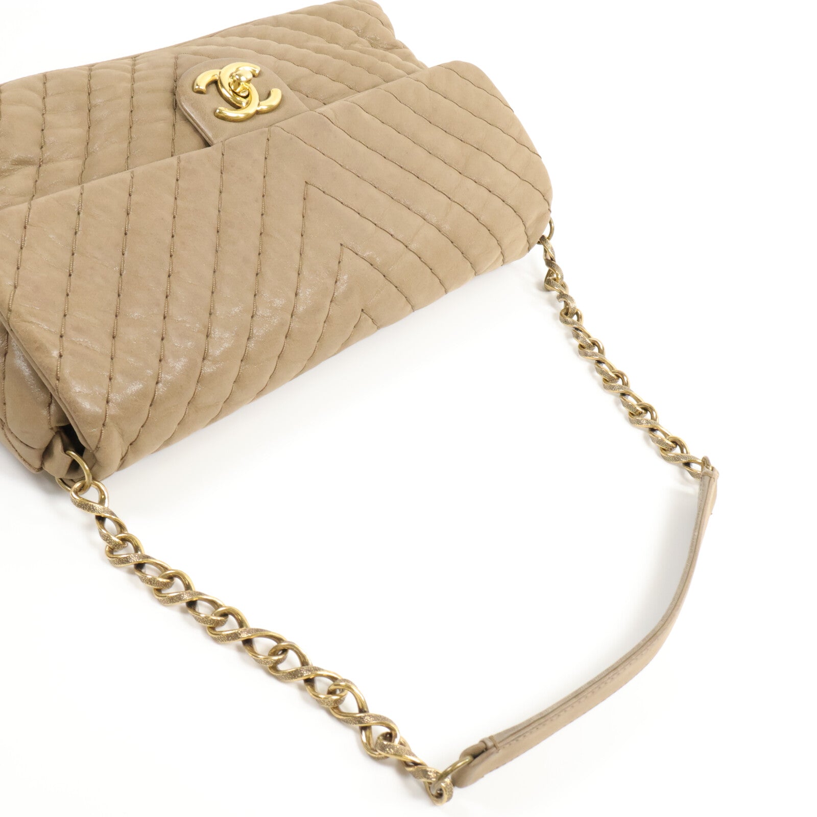 CHANEL 牛皮皮革Irdescent Supique Flap Bag鏈帶肩背袋