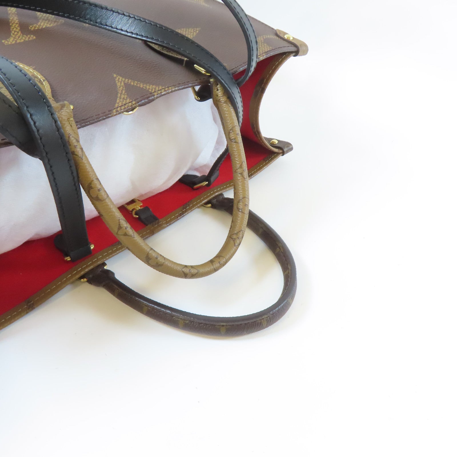 LOUIS VUITTON Monogram Giant On The Go MM金扣手挽肩背兩用袋啡色