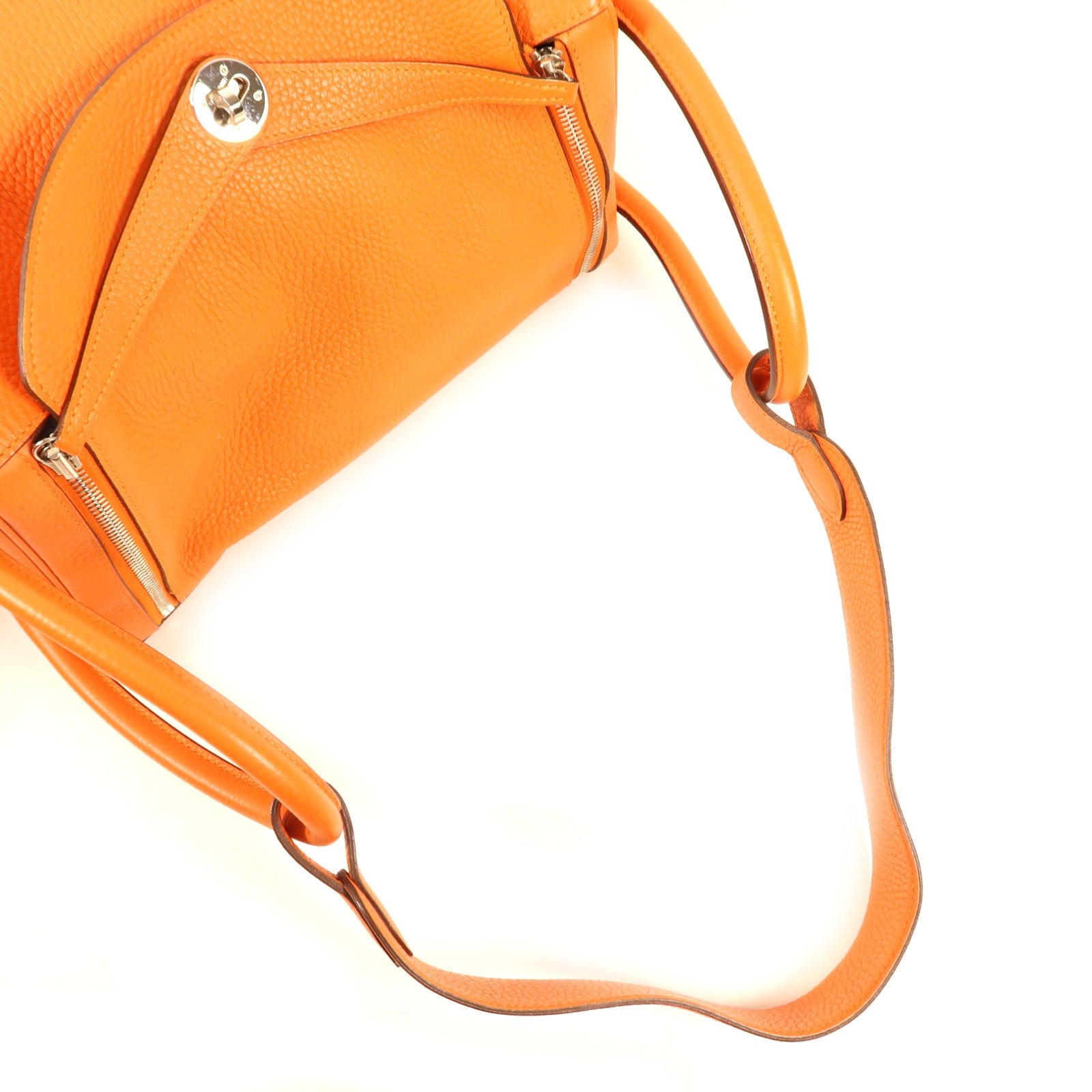 HERMES Clemence皮革Lindy 34銀扣手挽肩背兩用袋Feu