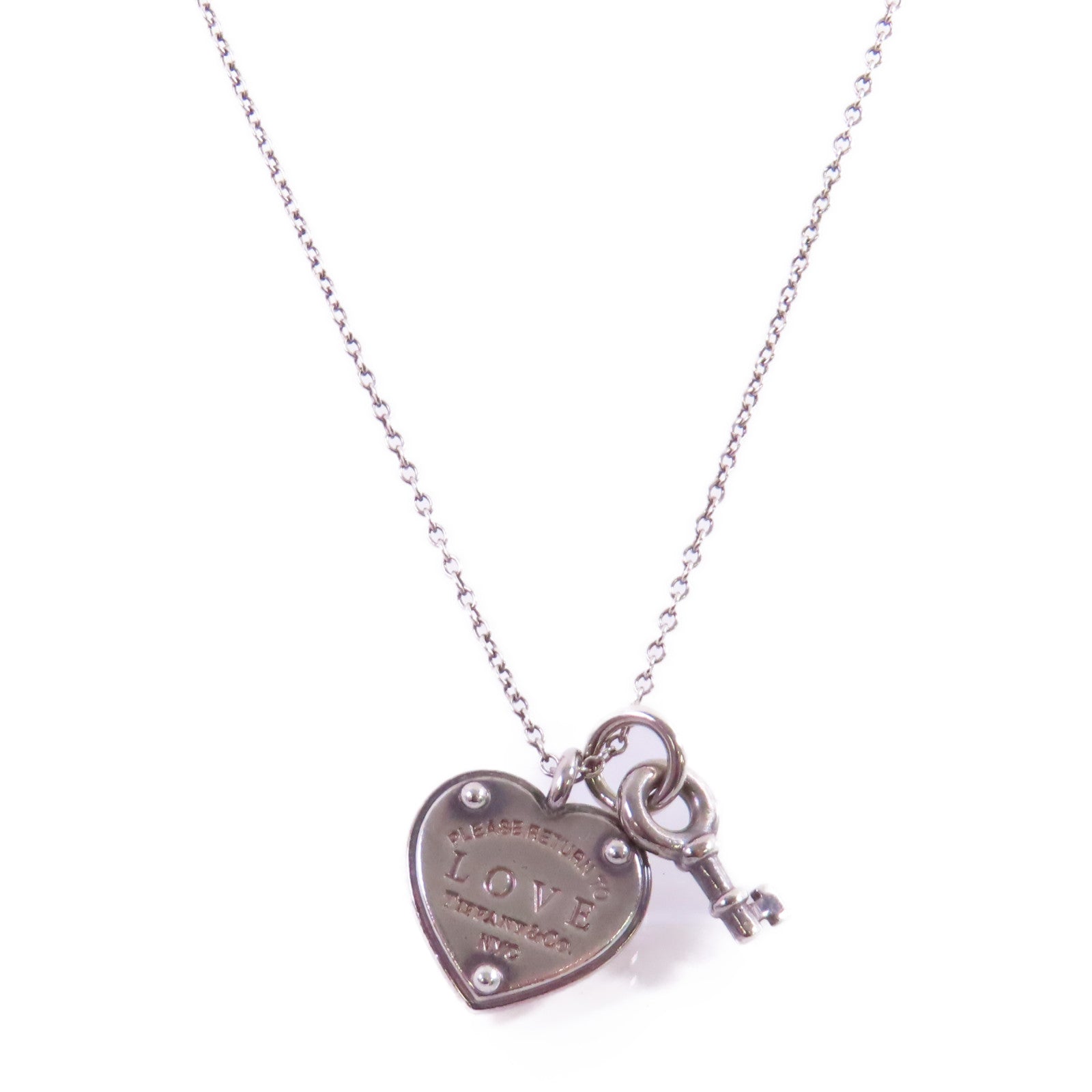 TIFFANY＆CO 925純銀Heart rock and key Necklace項鏈