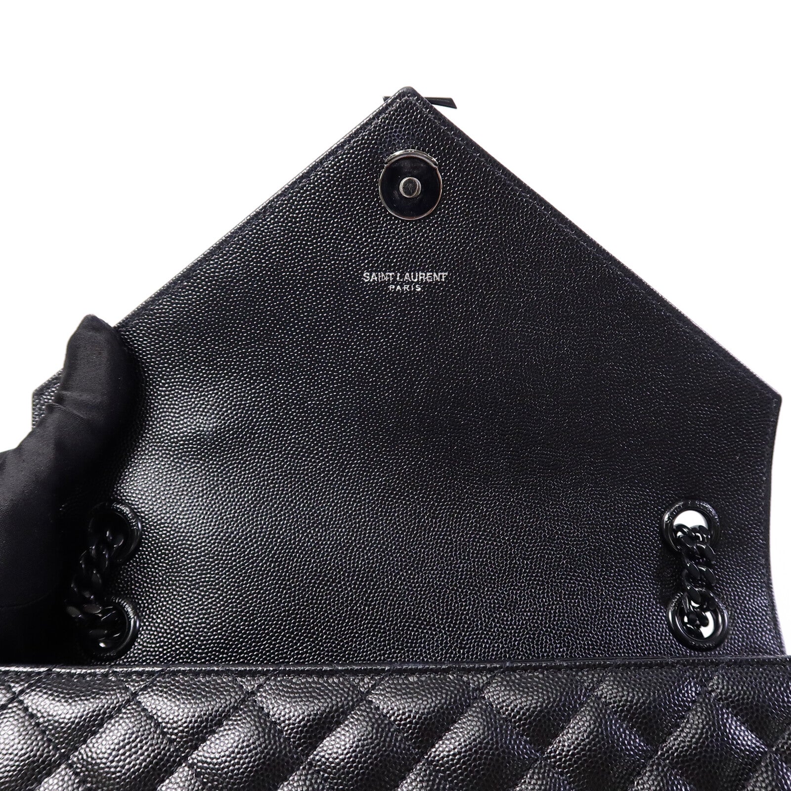 SAINT LAURENT 牛皮皮革Envelope鏈帶手挽肩背兩用袋