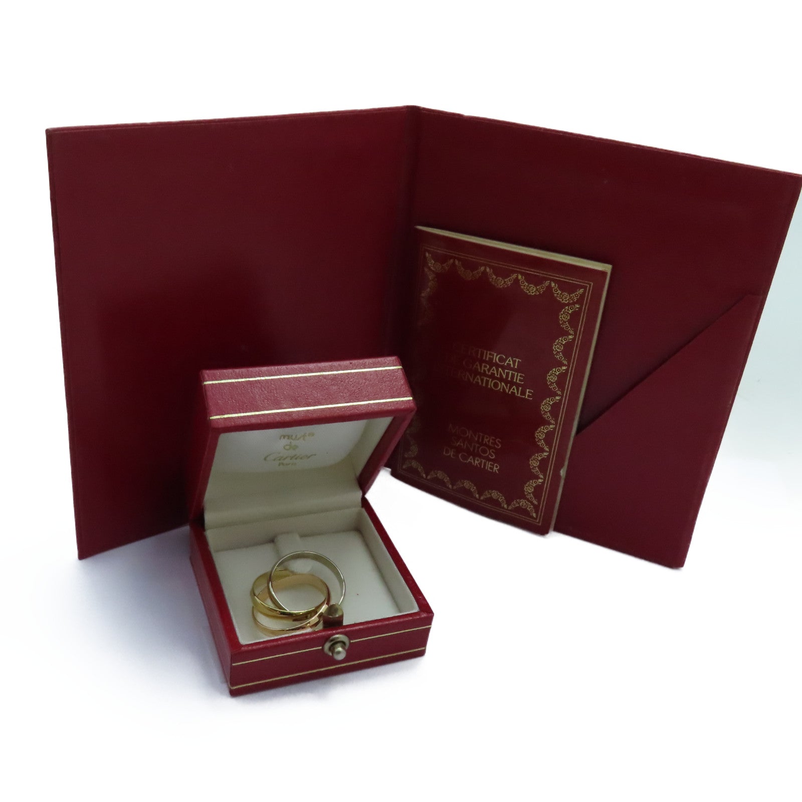 CARTIER 18K黃金/白金/玫瑰金Trinity戒指Cartier#52/US#6.25