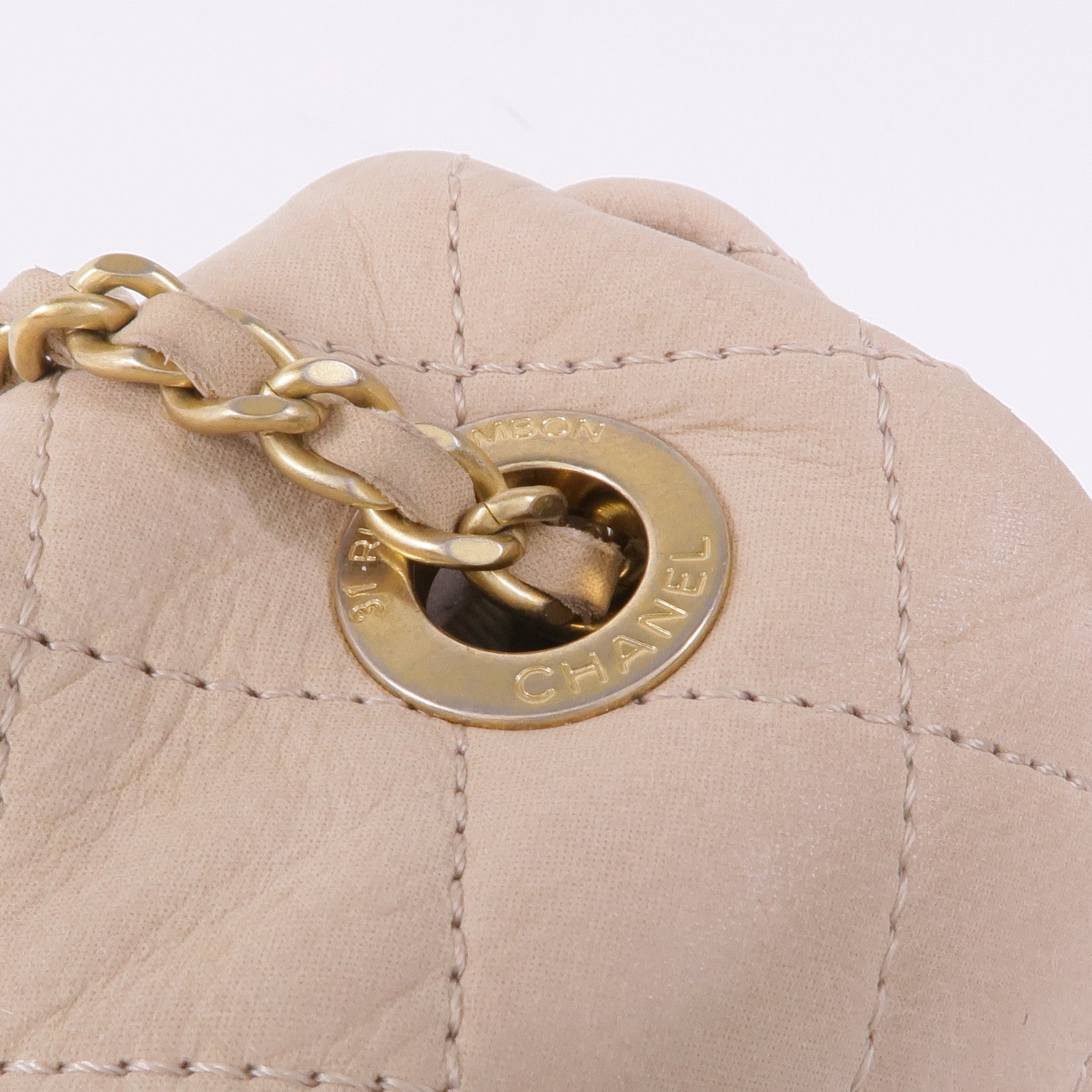 CHANEL 牛皮皮革Flap Bag金扣鏈帶肩背袋