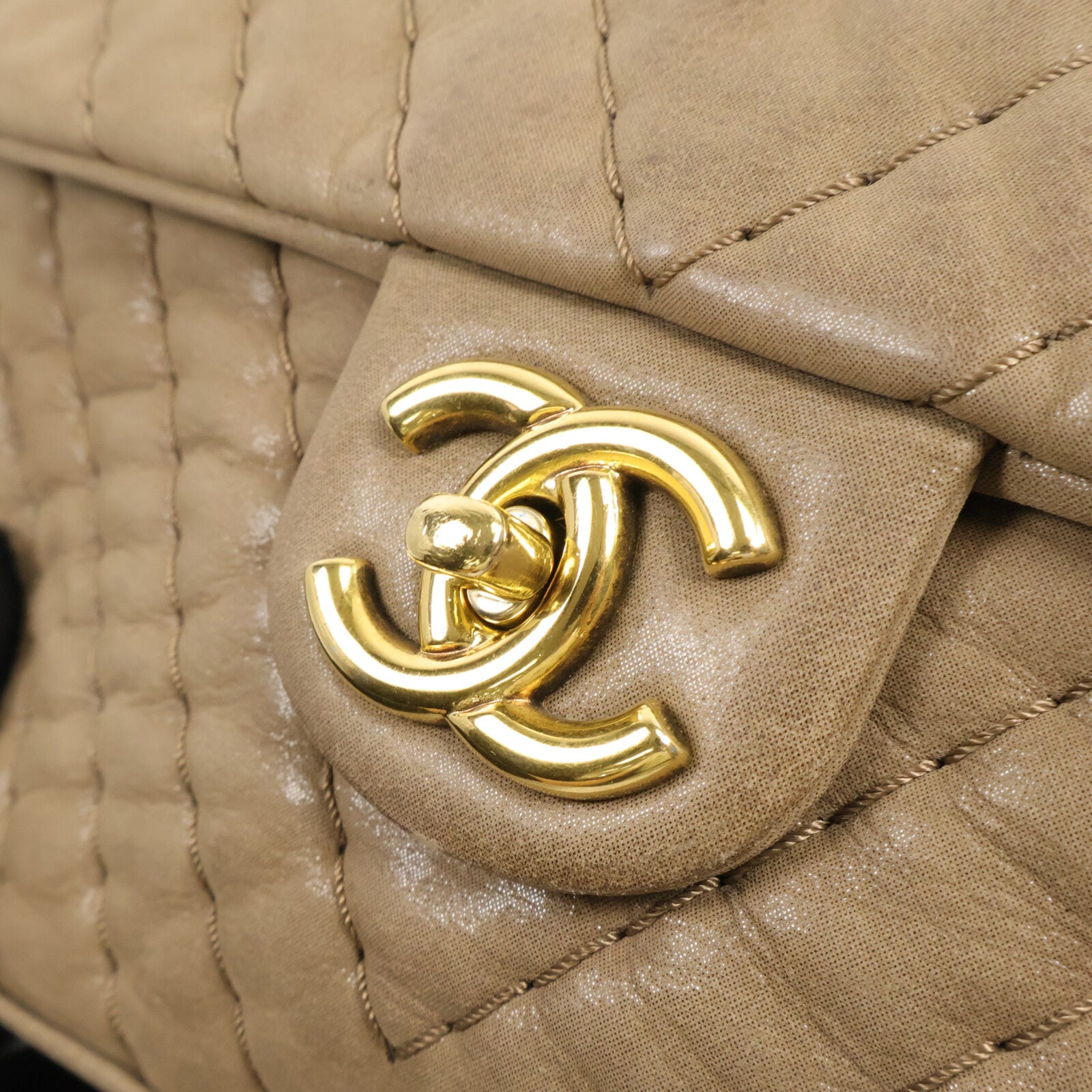 CHANEL 牛皮皮革Irdescent Supique Flap Bag鏈帶肩背袋