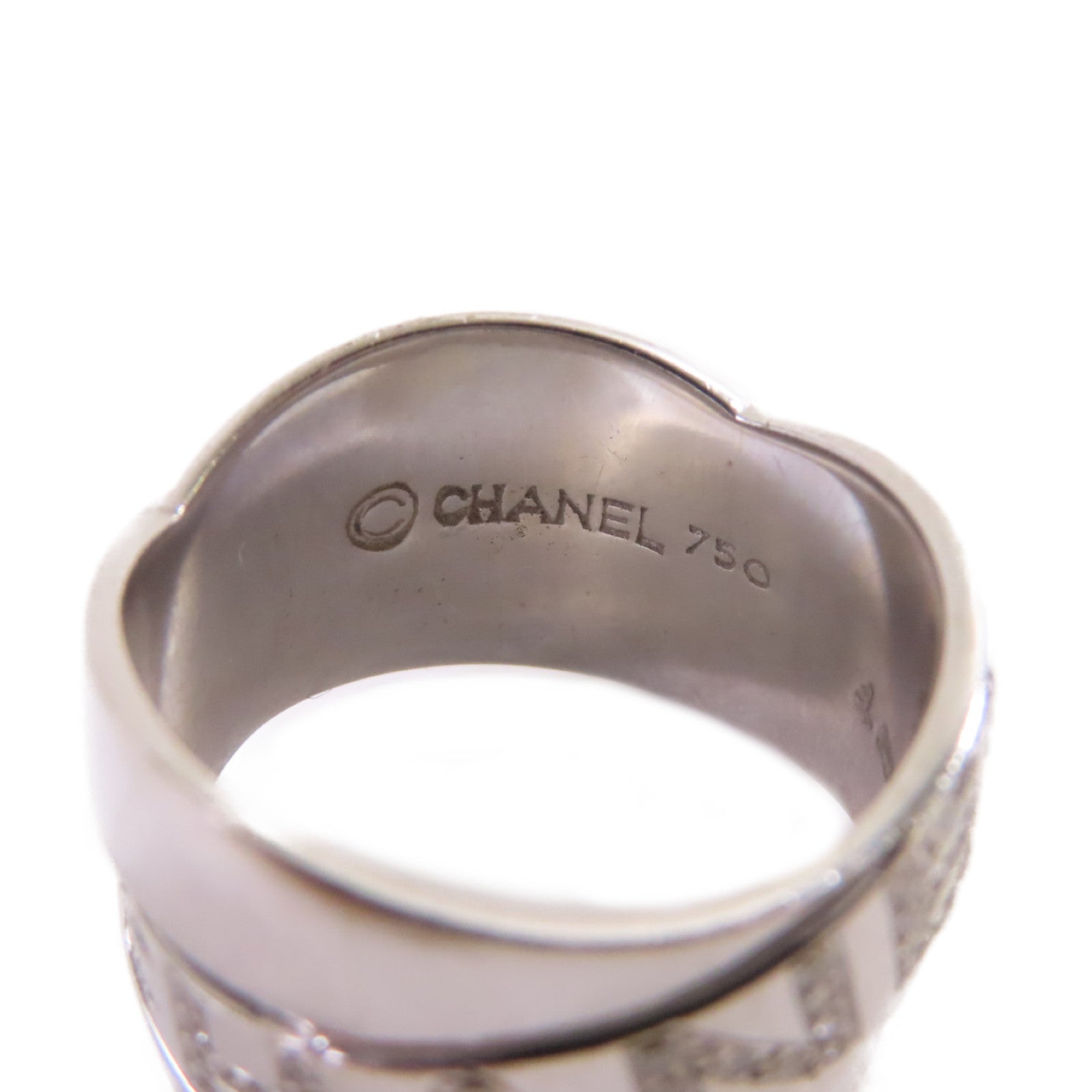 CHANEL 18K白金CHANEL Logo Ring戒指US#5.5