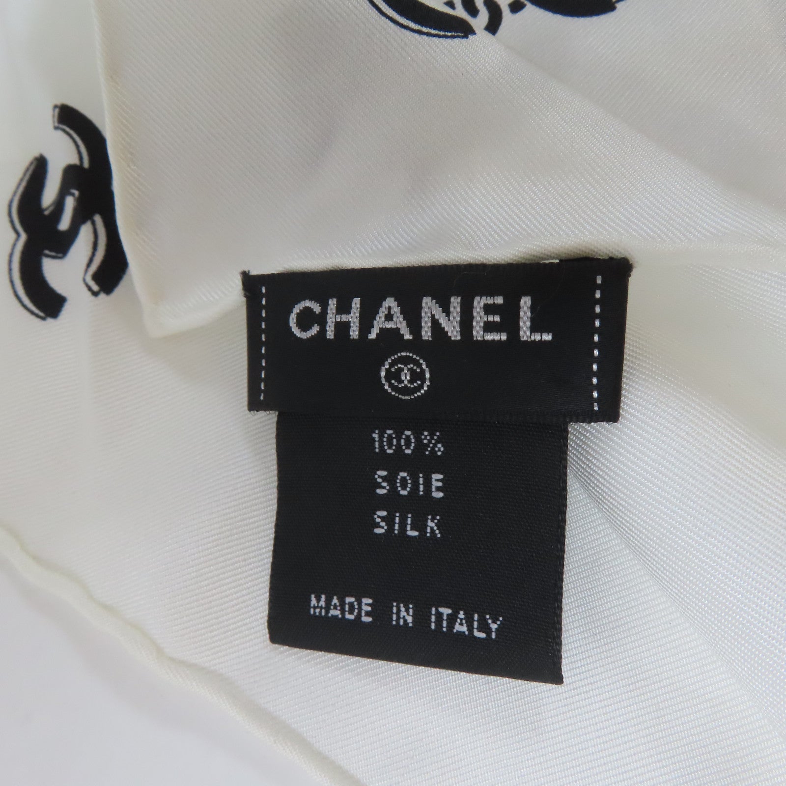 CHANEL 絲質Scarf絲巾白色/黑色