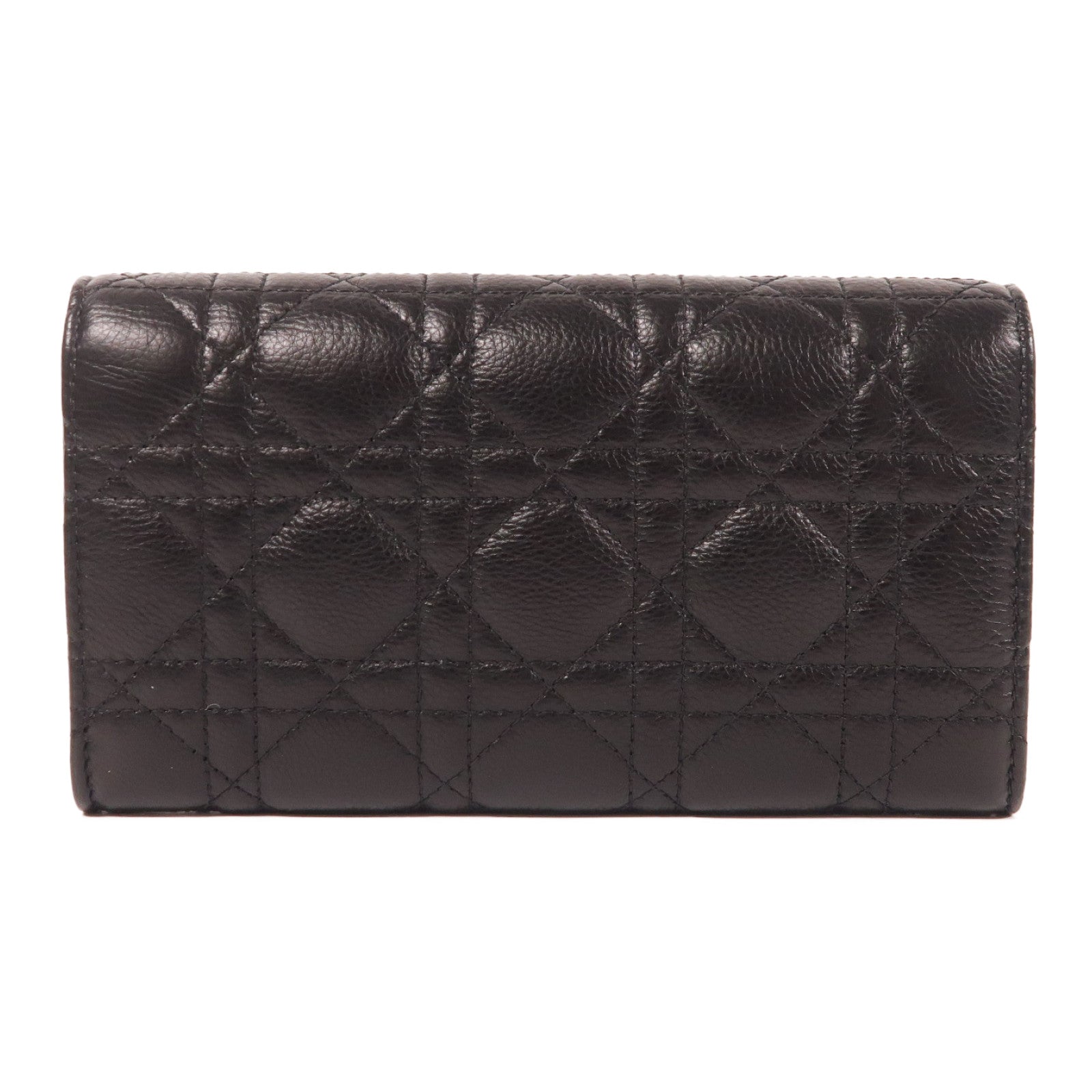 Dior CD GHW Caro Orchid Long Wallet S5039UWHC Calfskin Leather Black