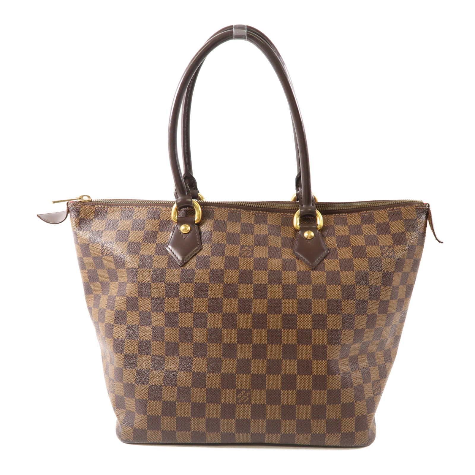 LOUIS VUITTON Damier Saleya MM金扣肩背袋棕色