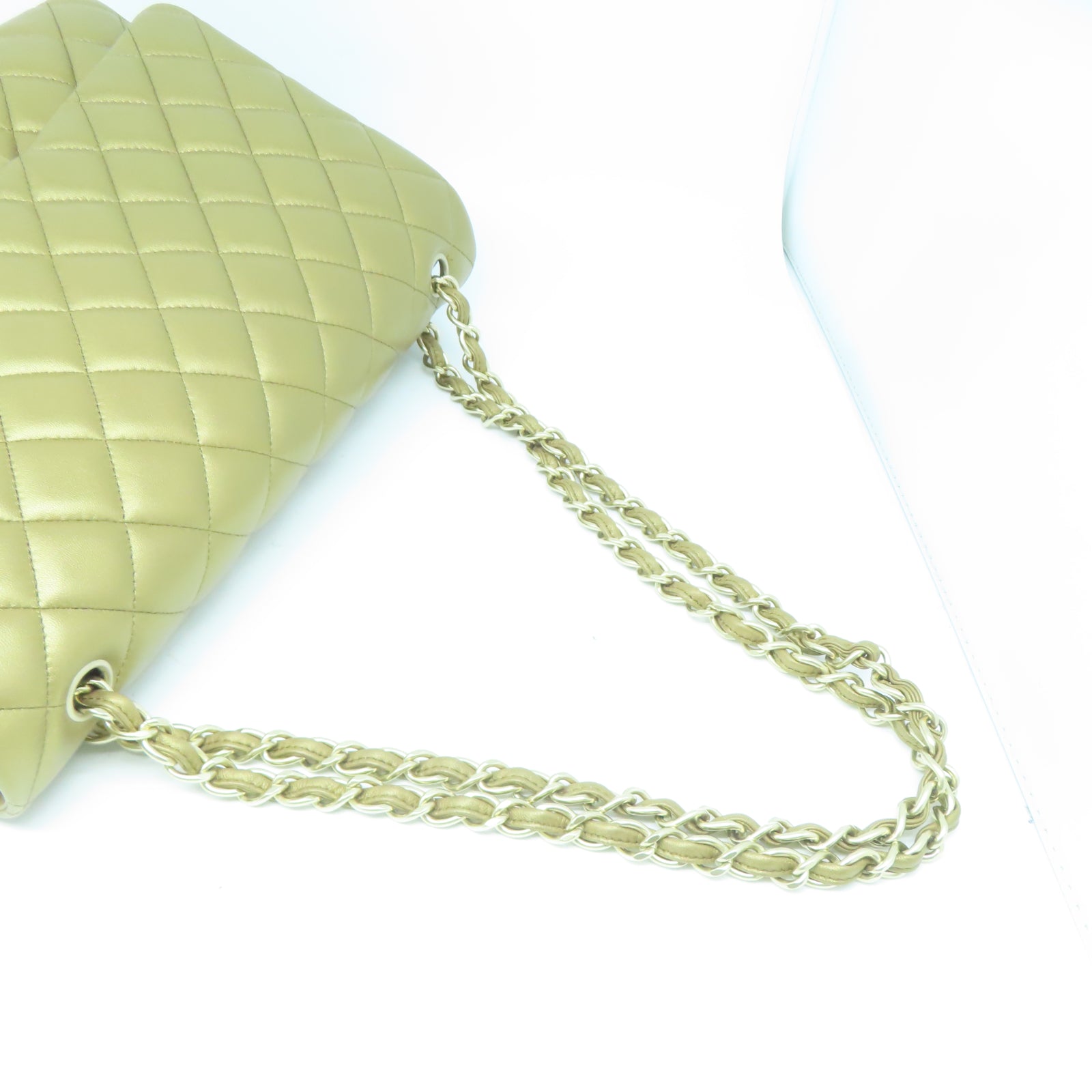 CHANEL 【激減優惠】菱格羊皮皮革Chain Shoulder金扣鏈帶肩背袋金色