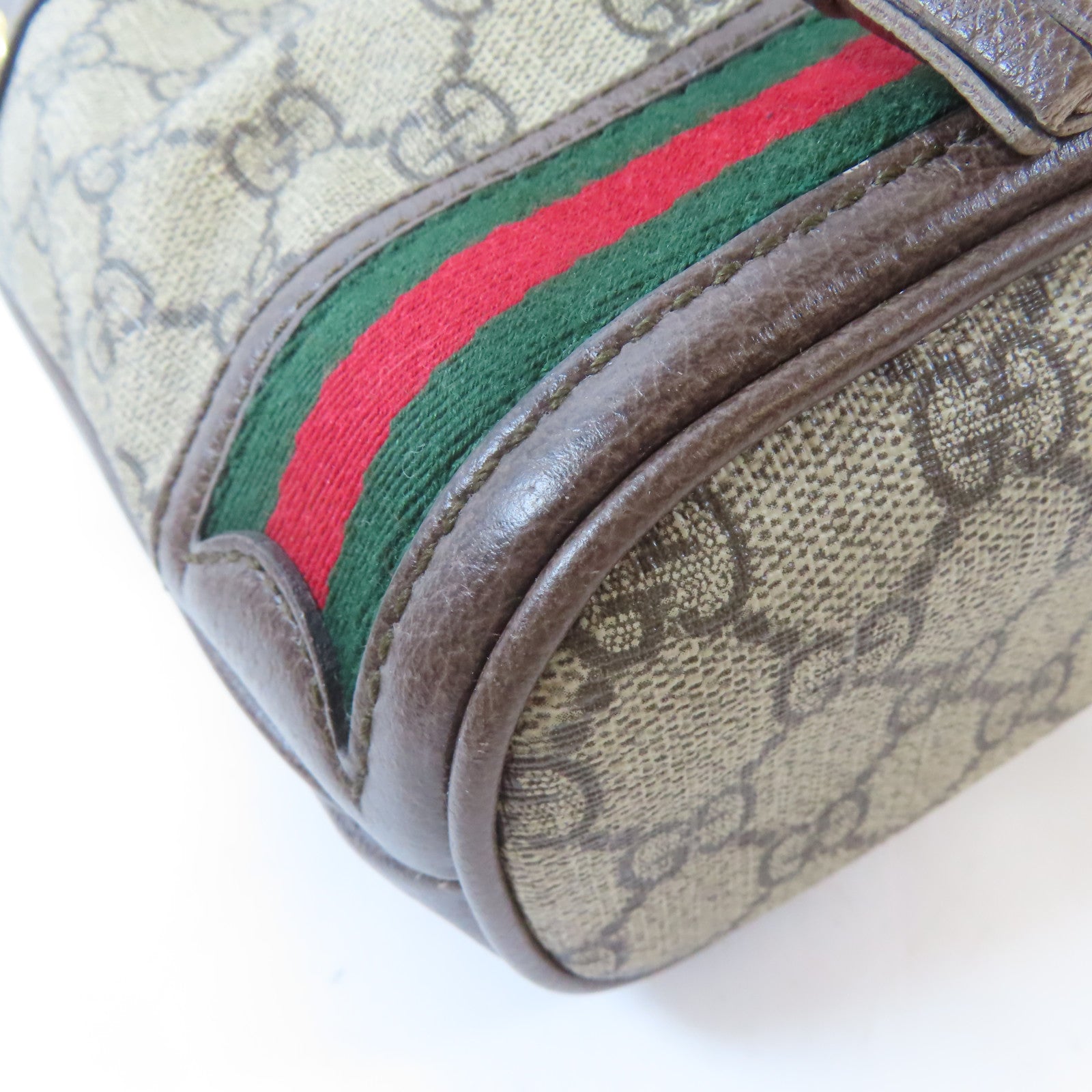 GUCCI 塗層帆布Ophidia Mini Bucket金扣肩背袋啡色