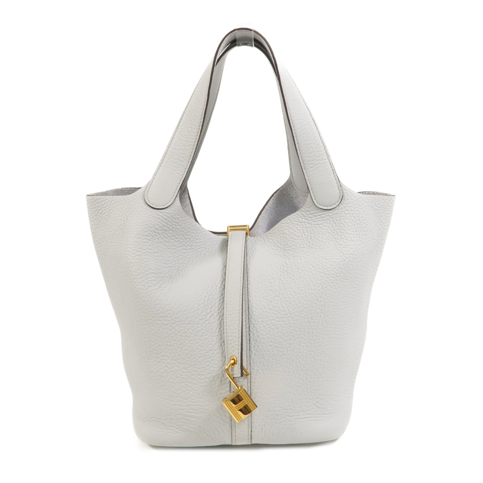 HERMES Clemence皮革Picotin MM手挽袋Bleu Pale