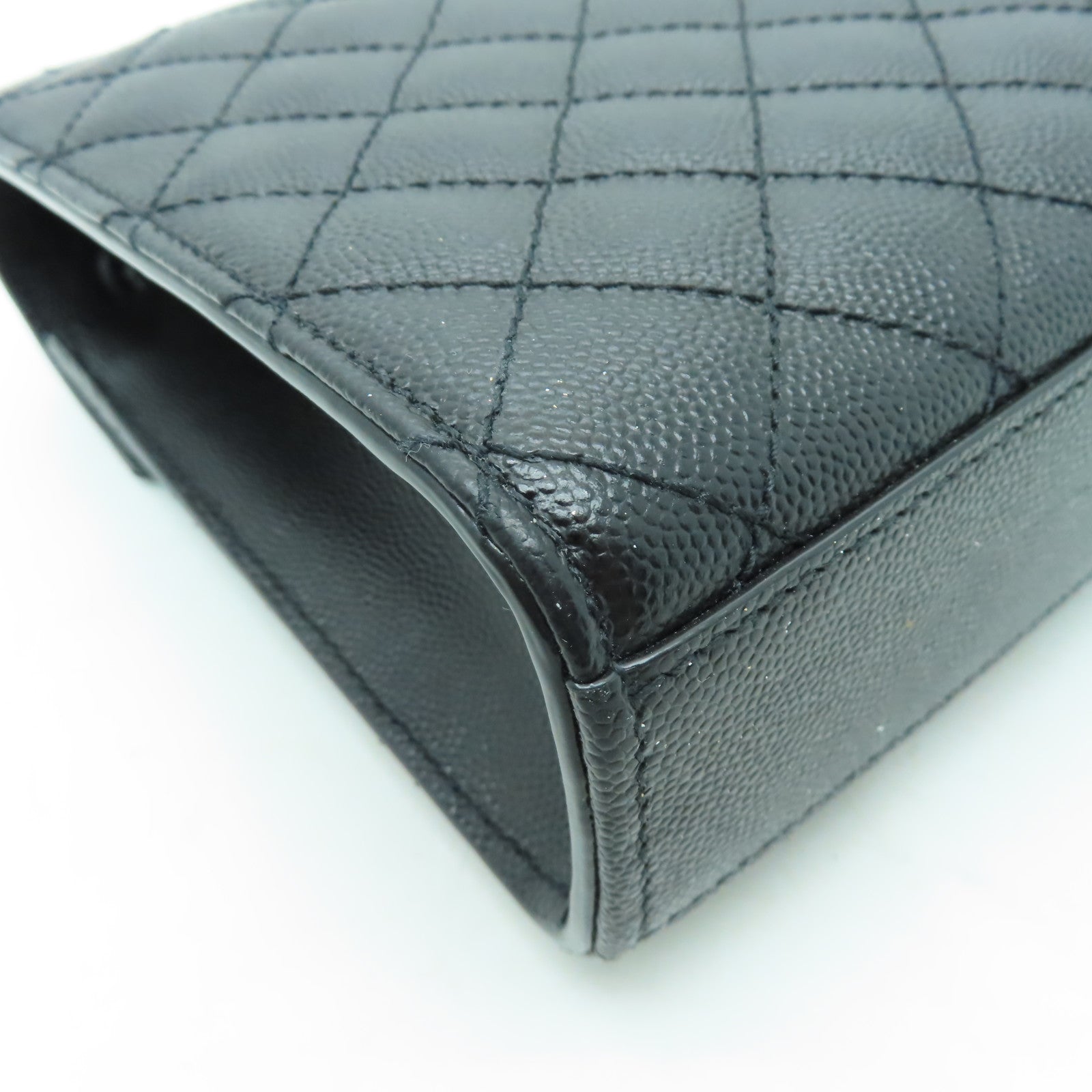 YVES SAINT LAURENT 牛皮皮革Envelope Flap Bag Medium黑扣鏈帶肩背袋黑色