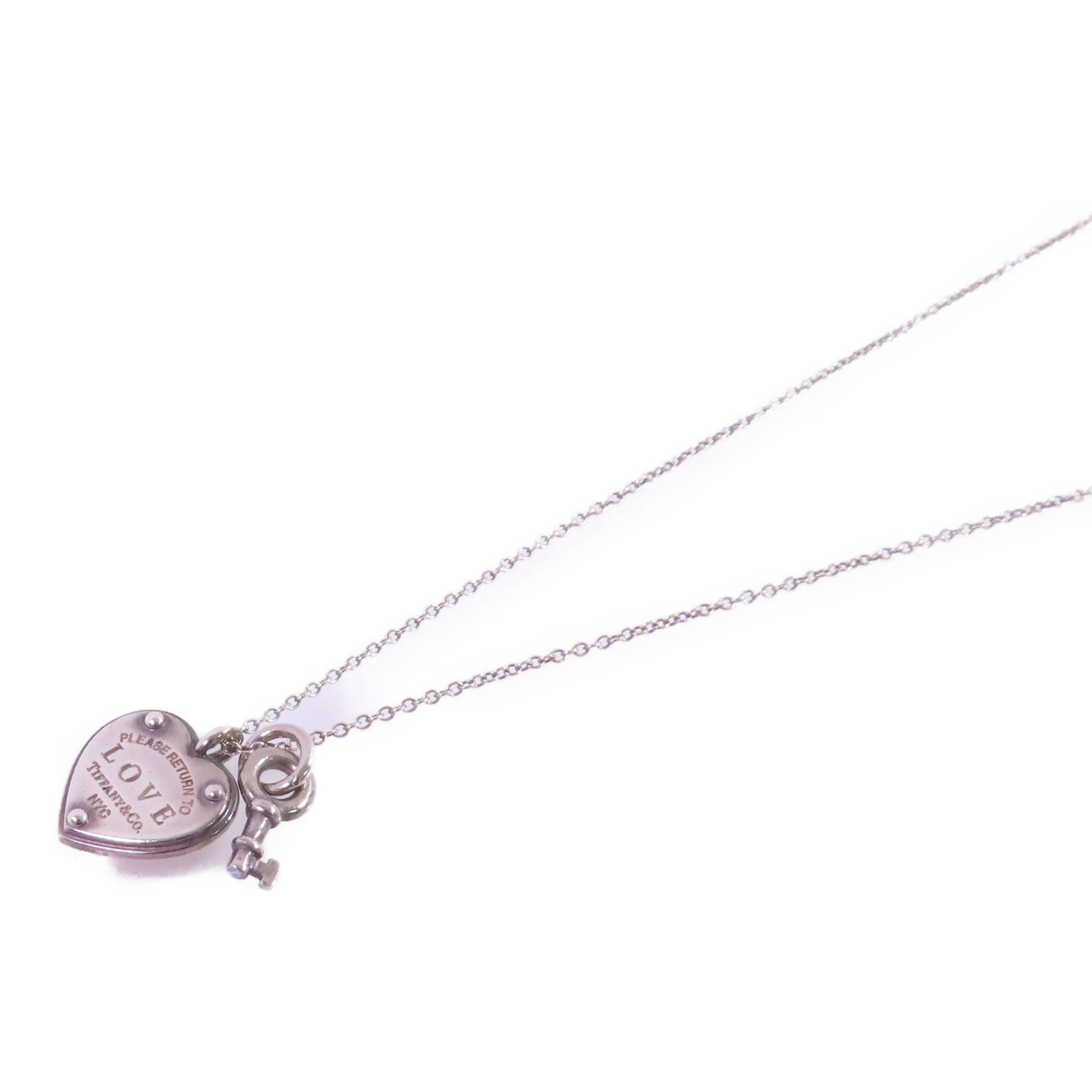TIFFANY＆CO 925純銀Heart rock and key Necklace項鏈