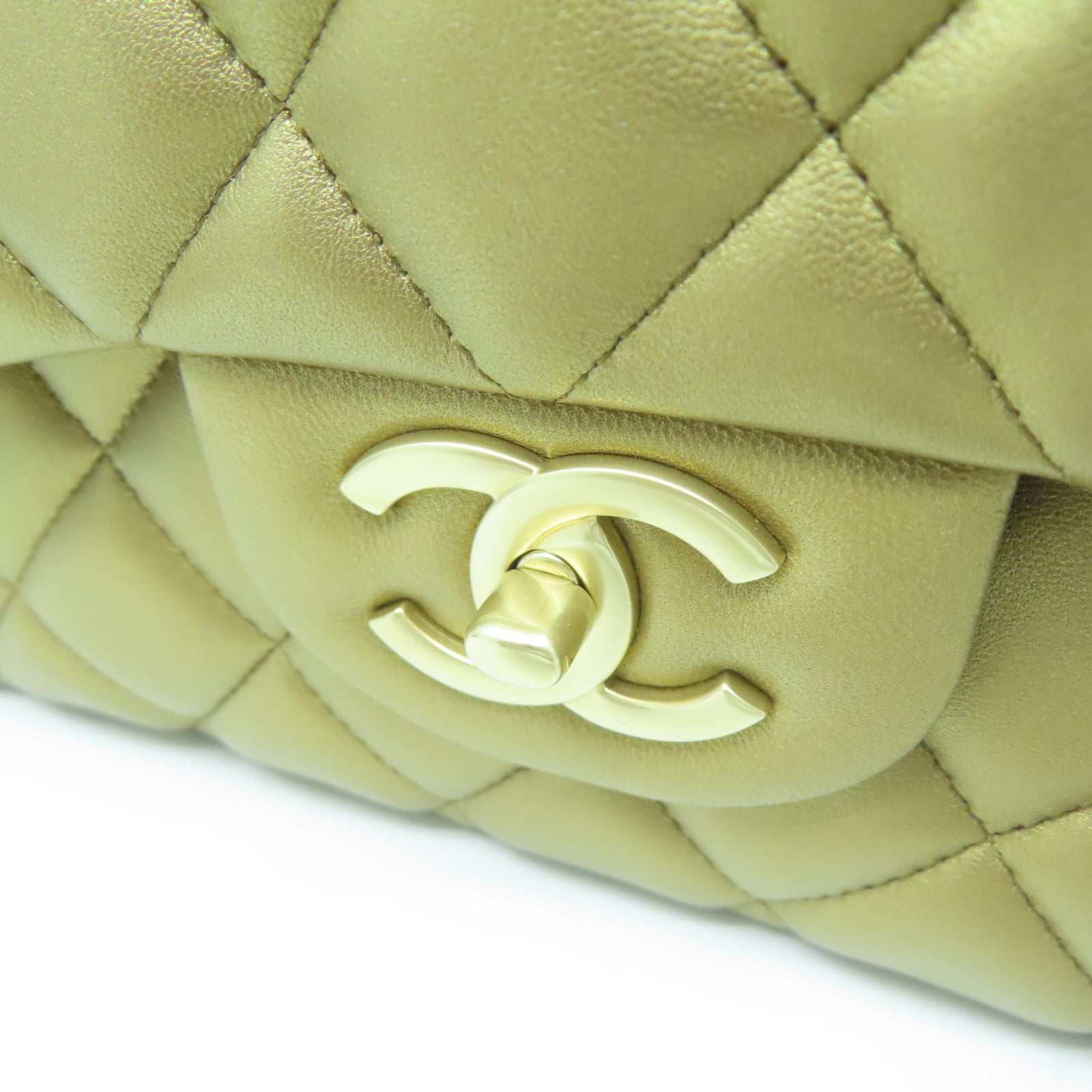 CHANEL 【激減優惠】菱格羊皮皮革Chain Shoulder金扣鏈帶肩背袋金色