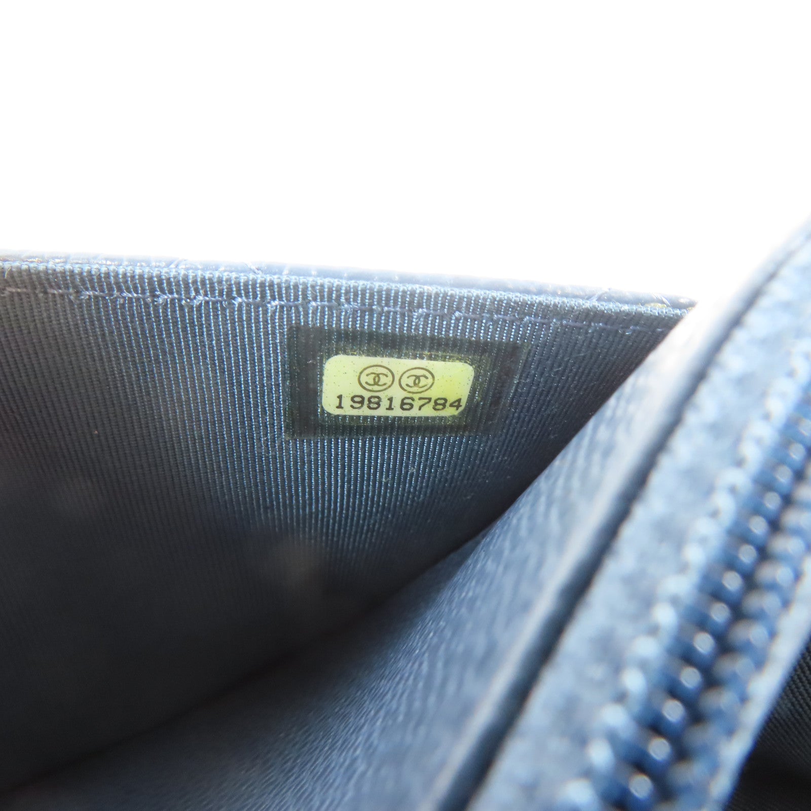 CHANEL 菱格Caviar皮革Wallet On Chain銀扣鏈帶肩背袋藍色