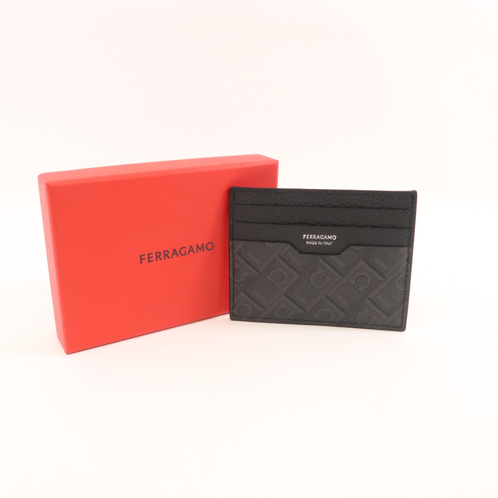 Salvatore Ferragamo 塗層帆布/牛皮皮革Card Case卡片套黑色