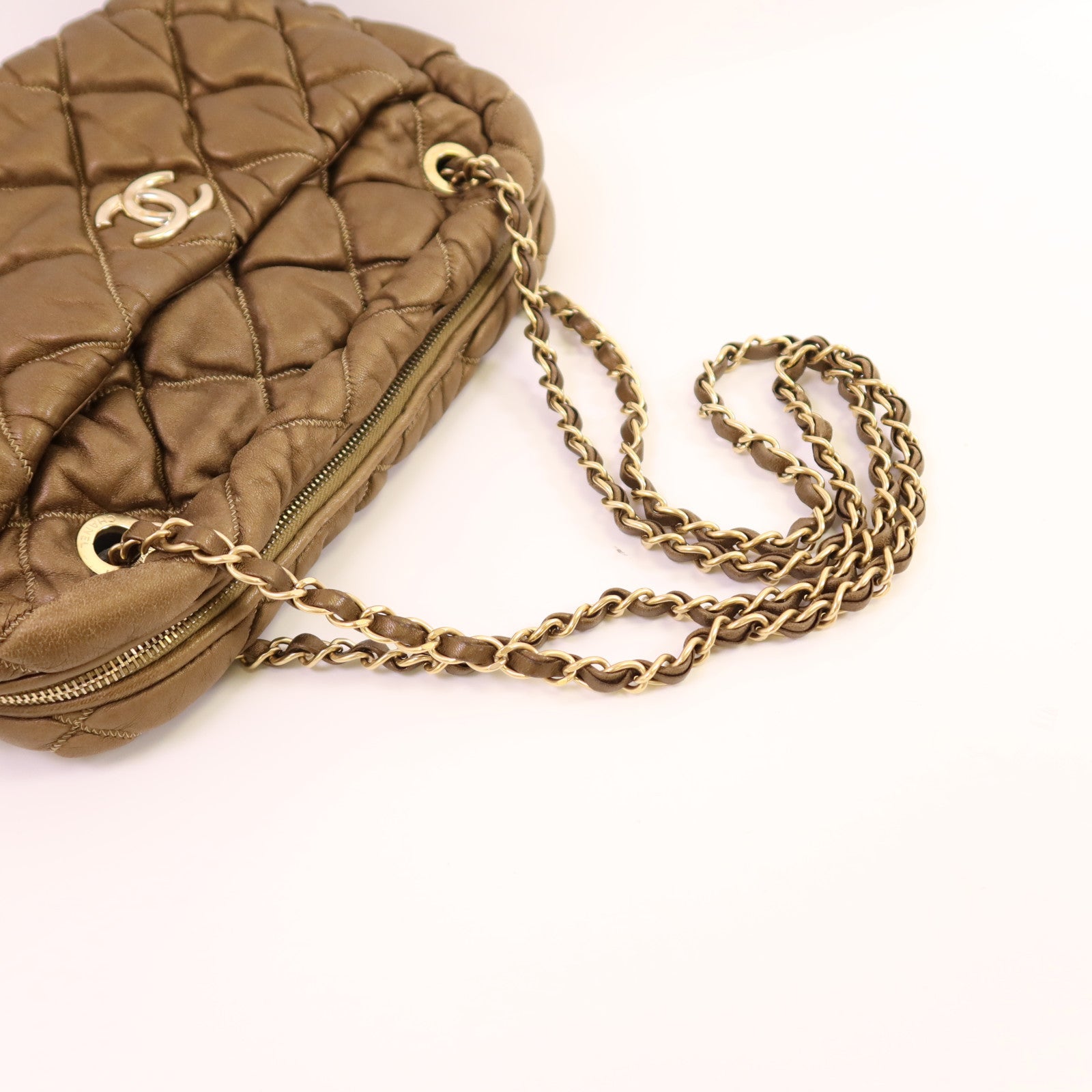 CHANEL 牛皮皮革Chain Shoulder Bag金扣鏈帶肩背袋