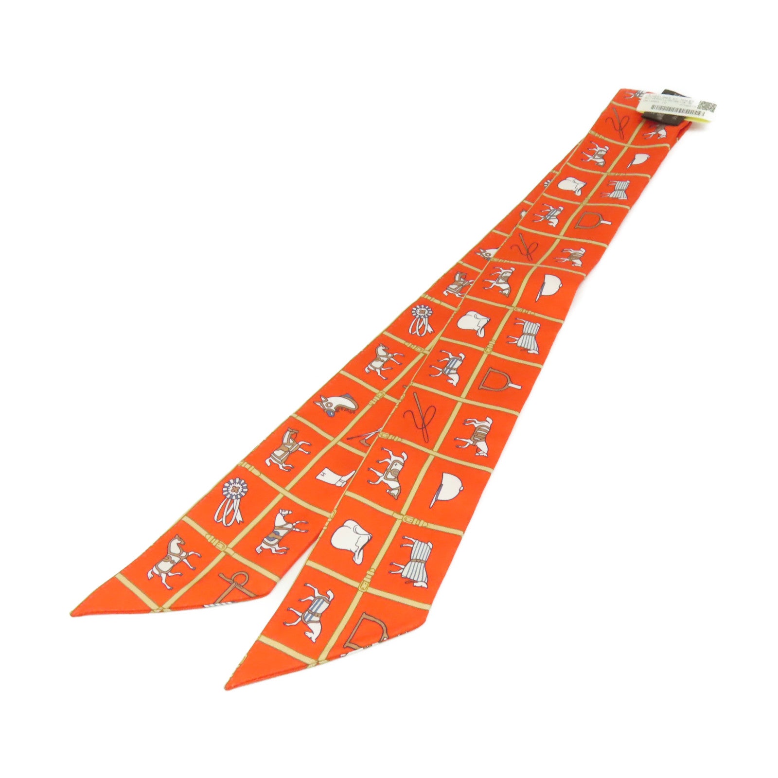 HERMES 【激減優惠】絲質Twilly Scarf絲巾橙色/彩色